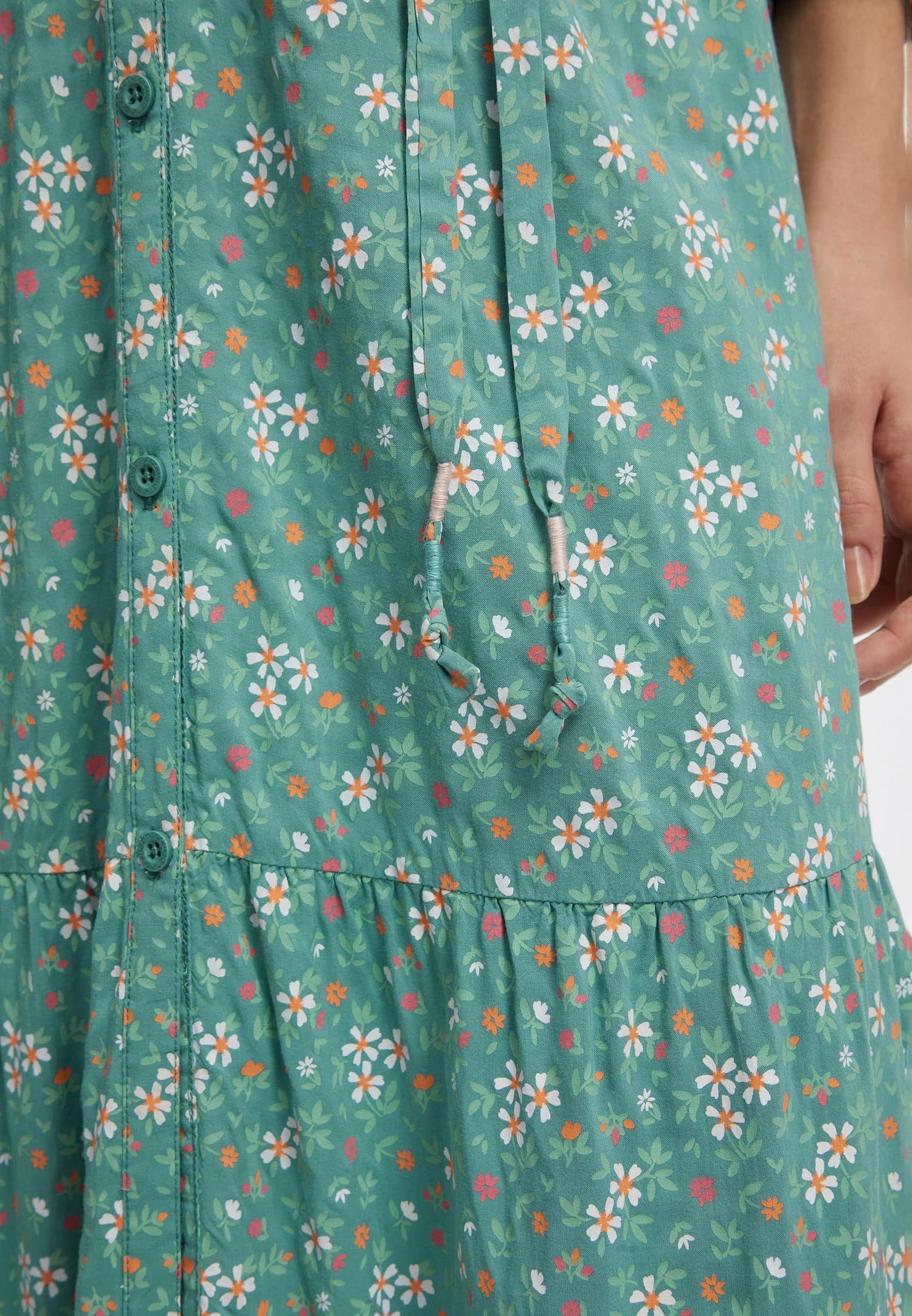 Ragwear Zomerjurk MEVE met alloverdruk, taille-bindceintuur en knoopsluiting