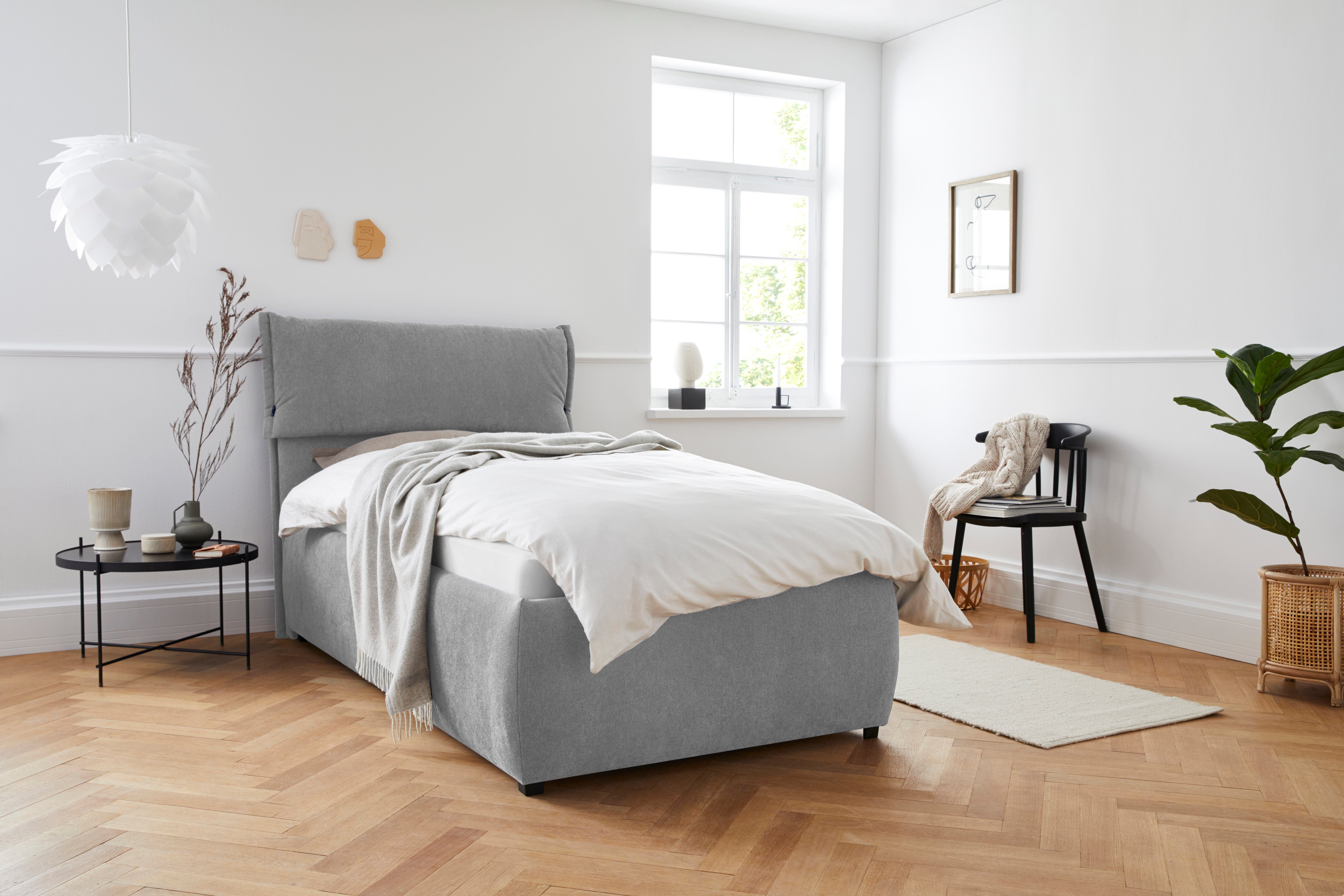 andas Gestoffeerd bed Jenson als bedframe of met 3 matrassoorten en hardheden bedden grijs