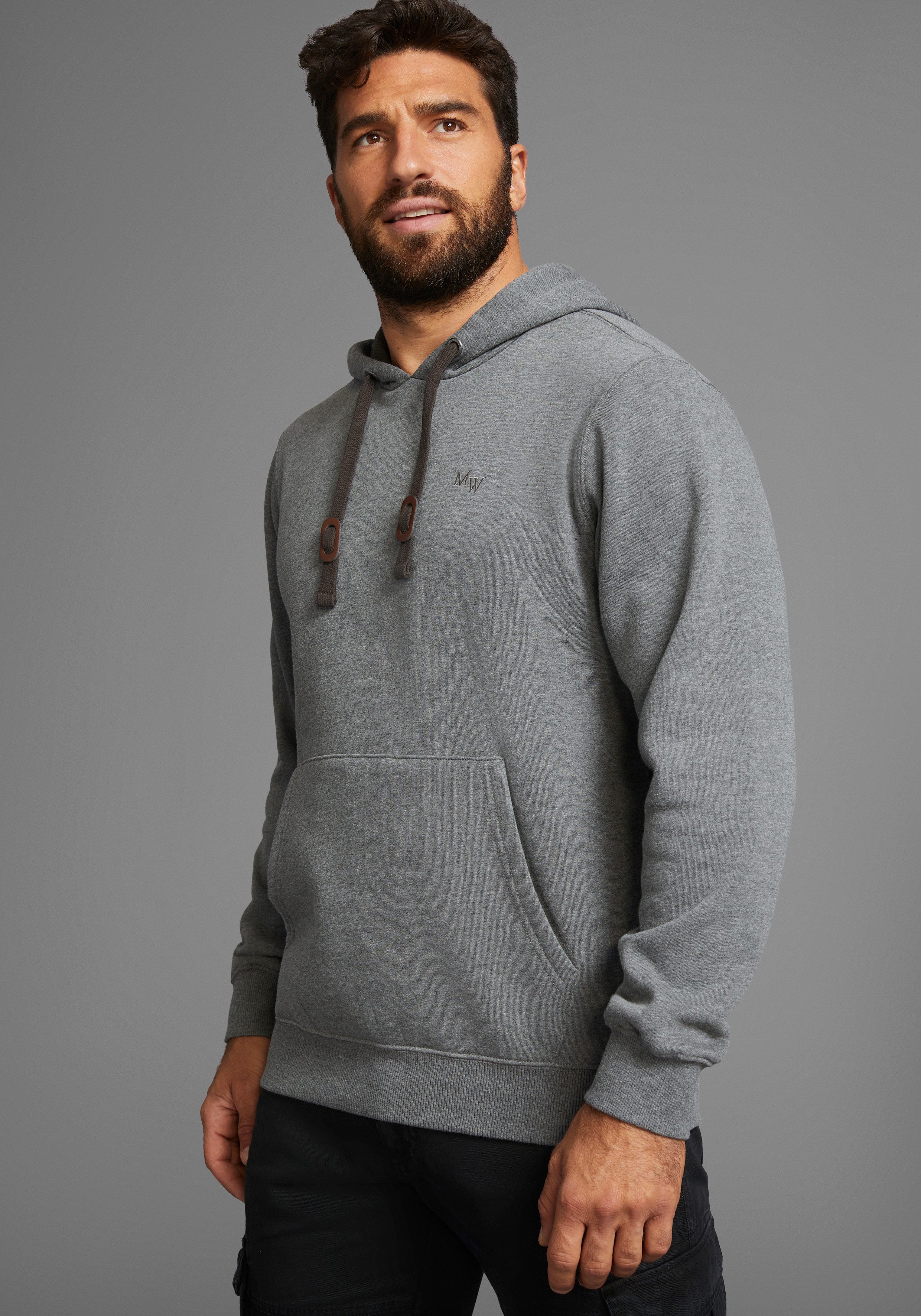 Man's World Hoodie lange mouwen losse pasvorm effen met capuchon