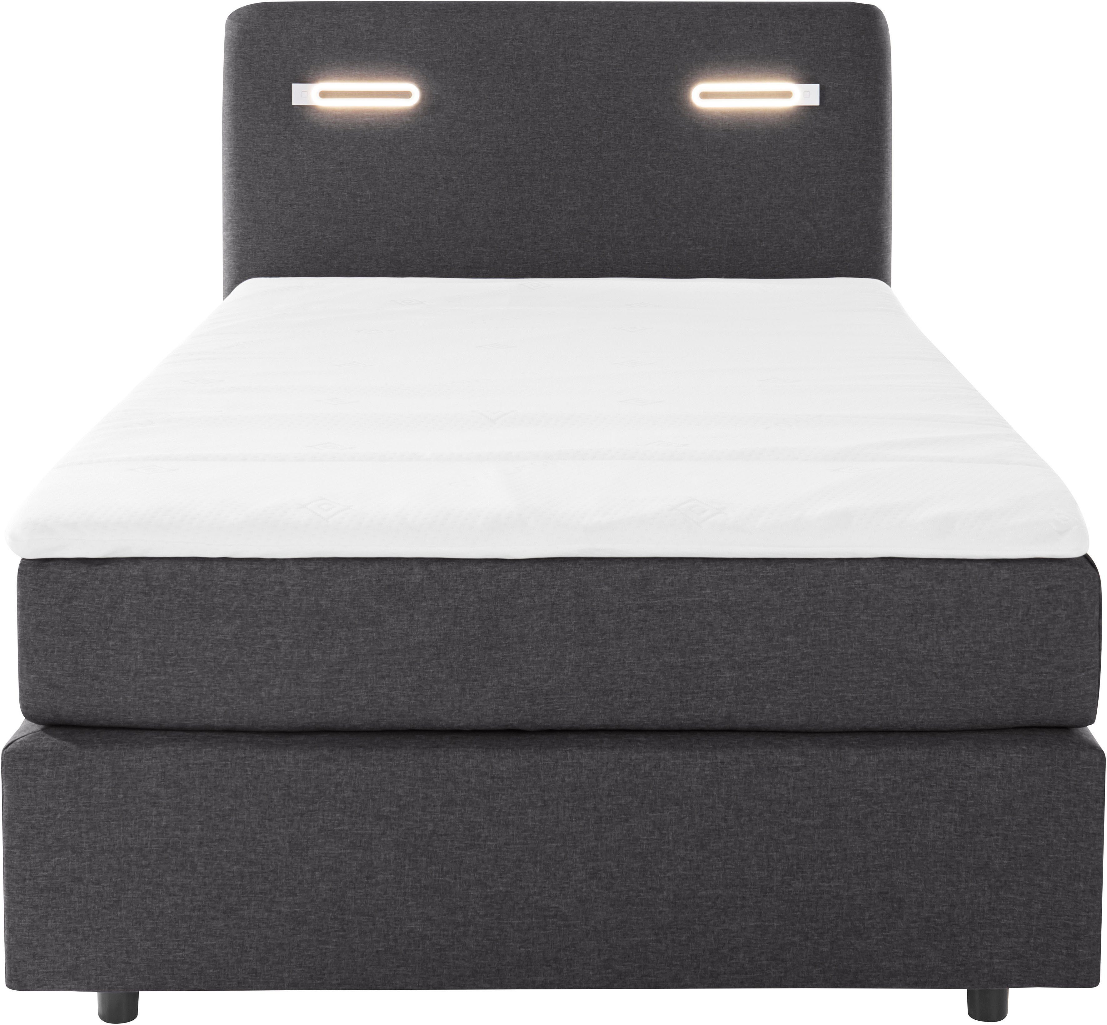 INOSIGN Boxspring Luan Laden, ledverlichting en topmatras, in breedte 120 cm en 180 cm