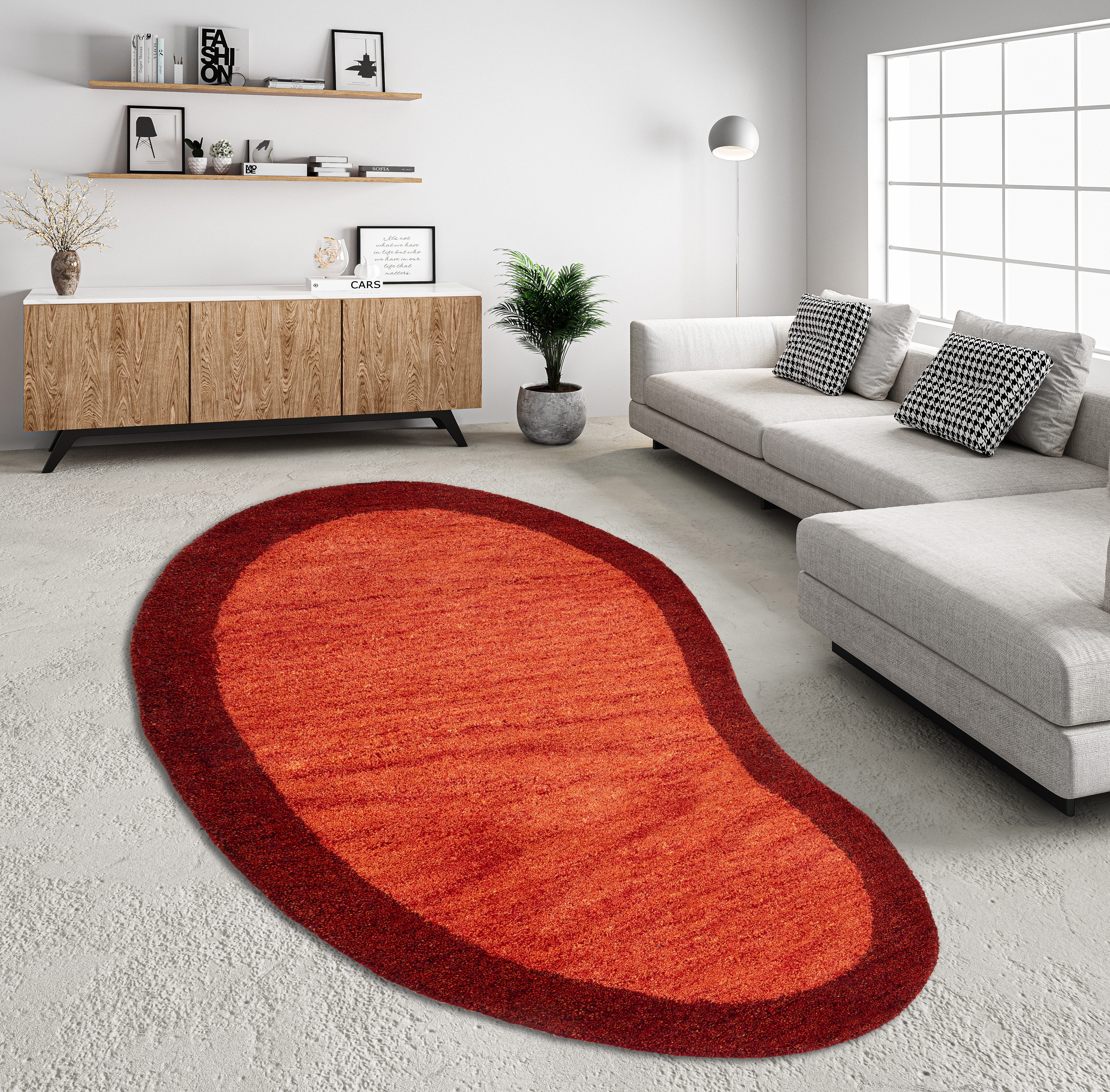 THEKO Wollen kleed Gabbeh super, Handgeweven vloerkleed, randdessin, zuivere wol, met de hand geweven