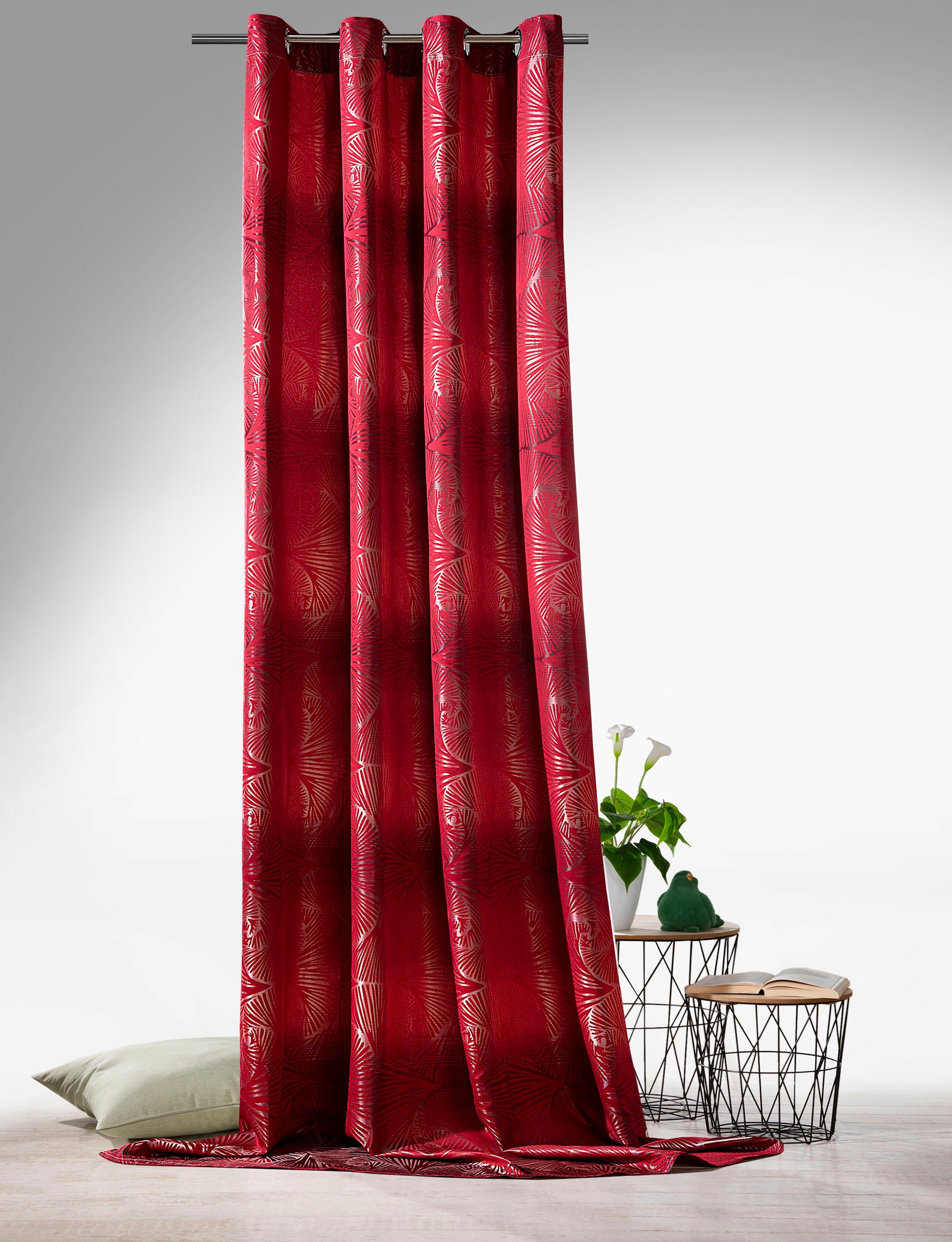 Weckbrodt Gordijn Gingko Jacquard met Ginkgo-motief, ogen, ondoorzichtig, gordijn, store (1 stuk)