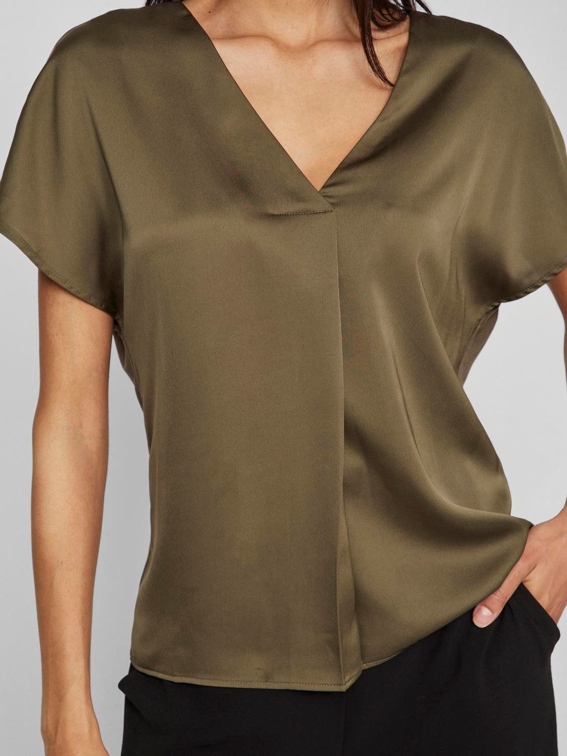 Vila Shirt met V-hals VIELLETTE V-NECK S S SATIN TOP NOOS