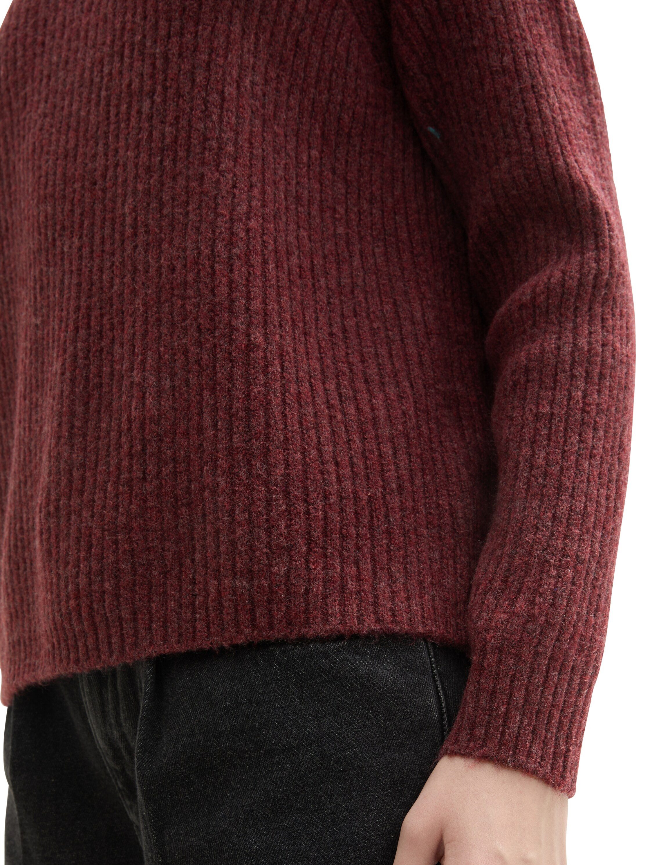 Tom Tailor Denim Trui met staande kraag met ribstructuur