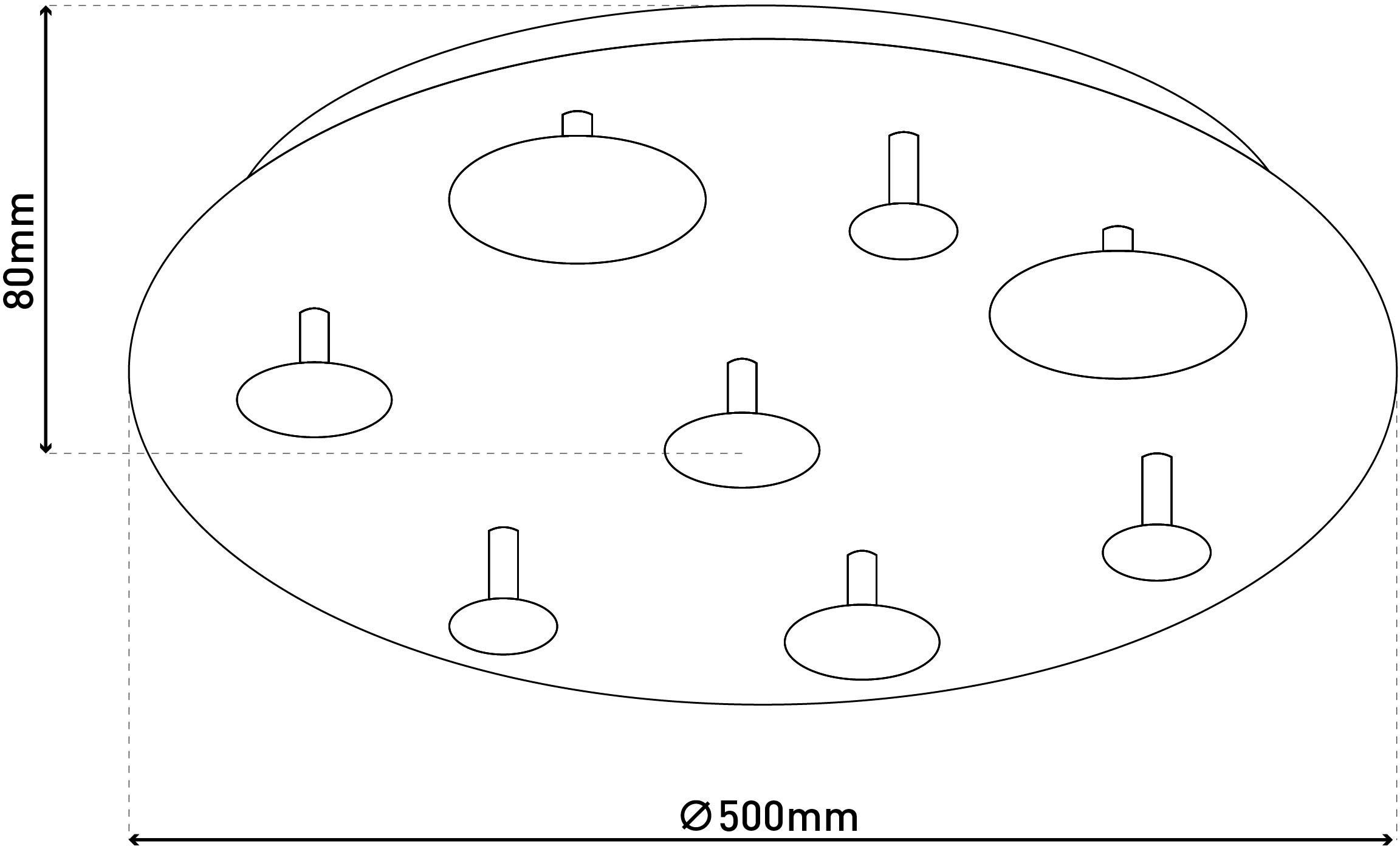 näve Led-plafondlamp Firenze Diameter 50cm, warmwitte LED, hoogwaardig van metaal in zilverkleur (1 stuk)