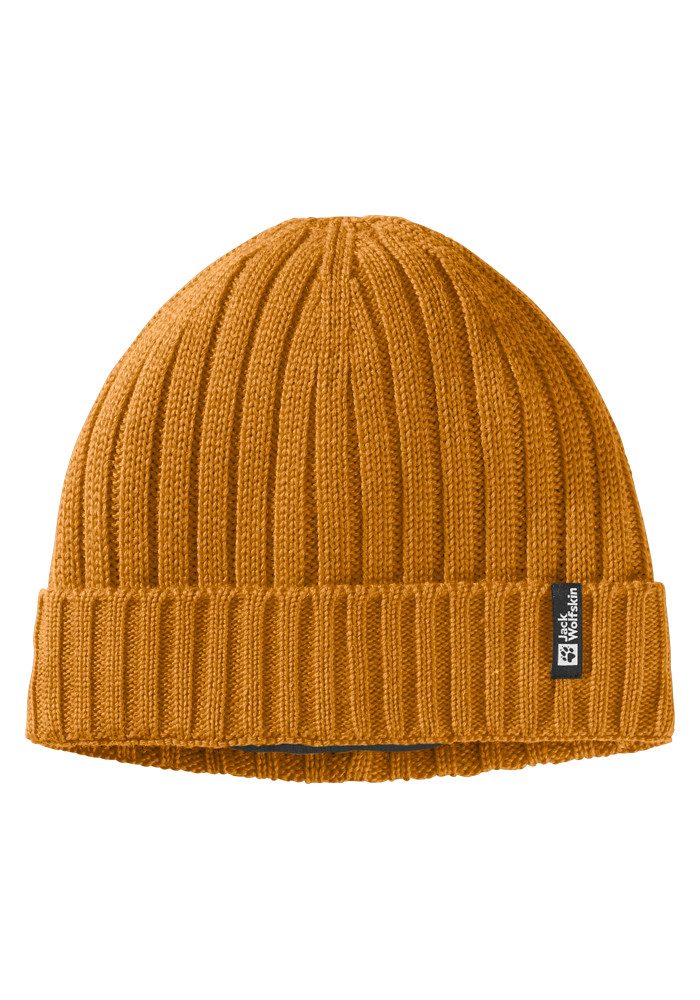 Jack Wolfskin Rib Knit Beanie Winddichte gebreide muts One Size safflower