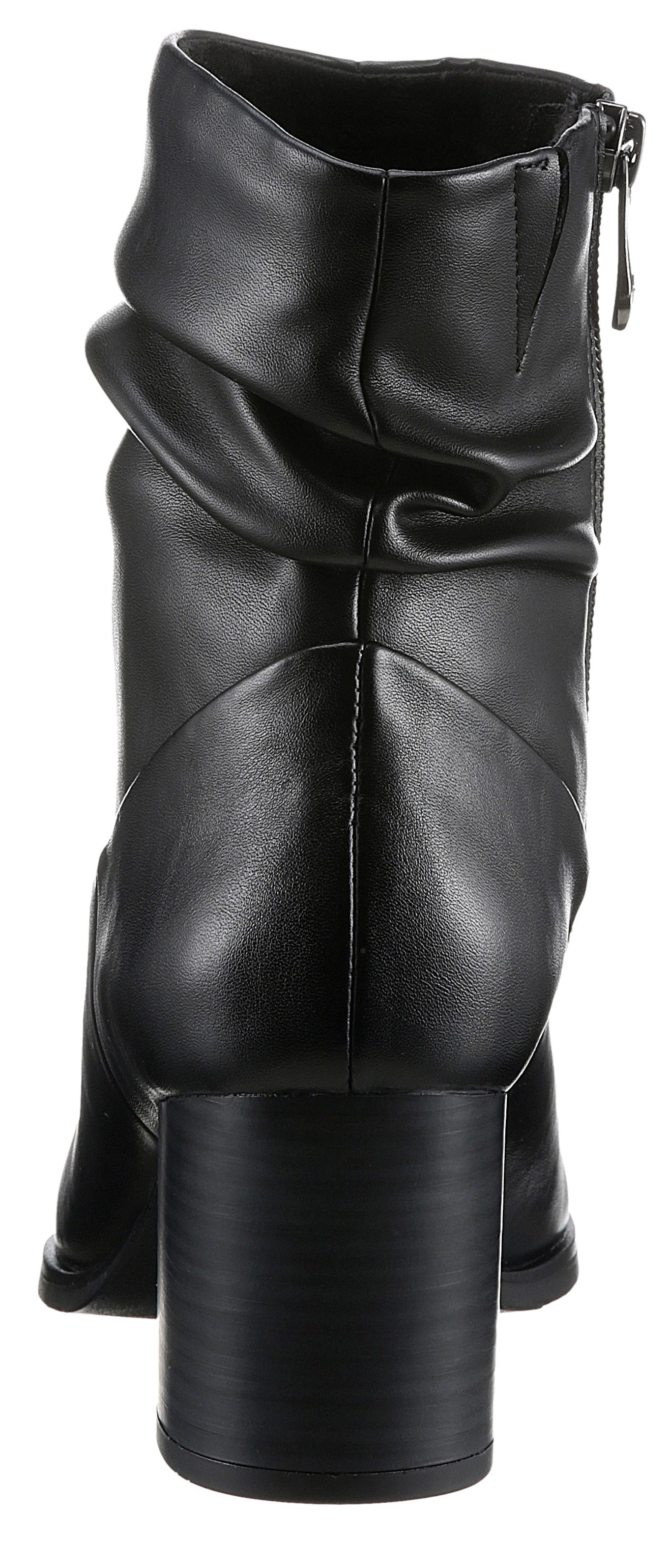 Marco Tozzi Laarsjes ANGIO blokhak, business schoen met plooien in slouchy look