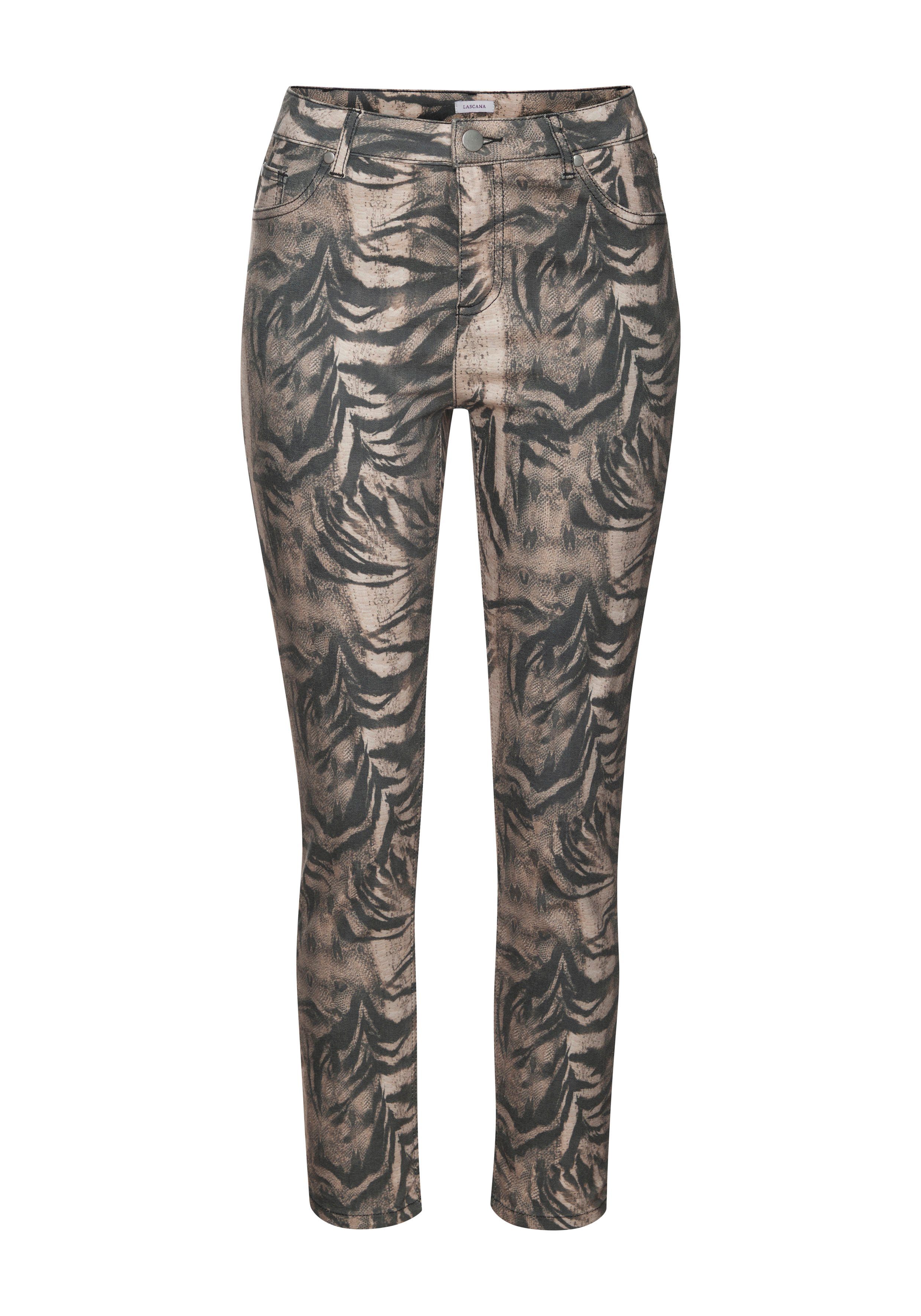 Lascana 7 8-jegging met dierenprint elastische skinny jeans met alloverprint