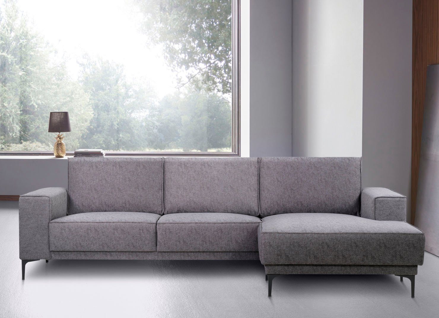 Places of Style Hoekbank Polsterecke Oland, Struktur, Flachgewebe, Luxus-Microfaser, Boucle 280 cm, in tijdloos design en hoogwaardige afwerking
