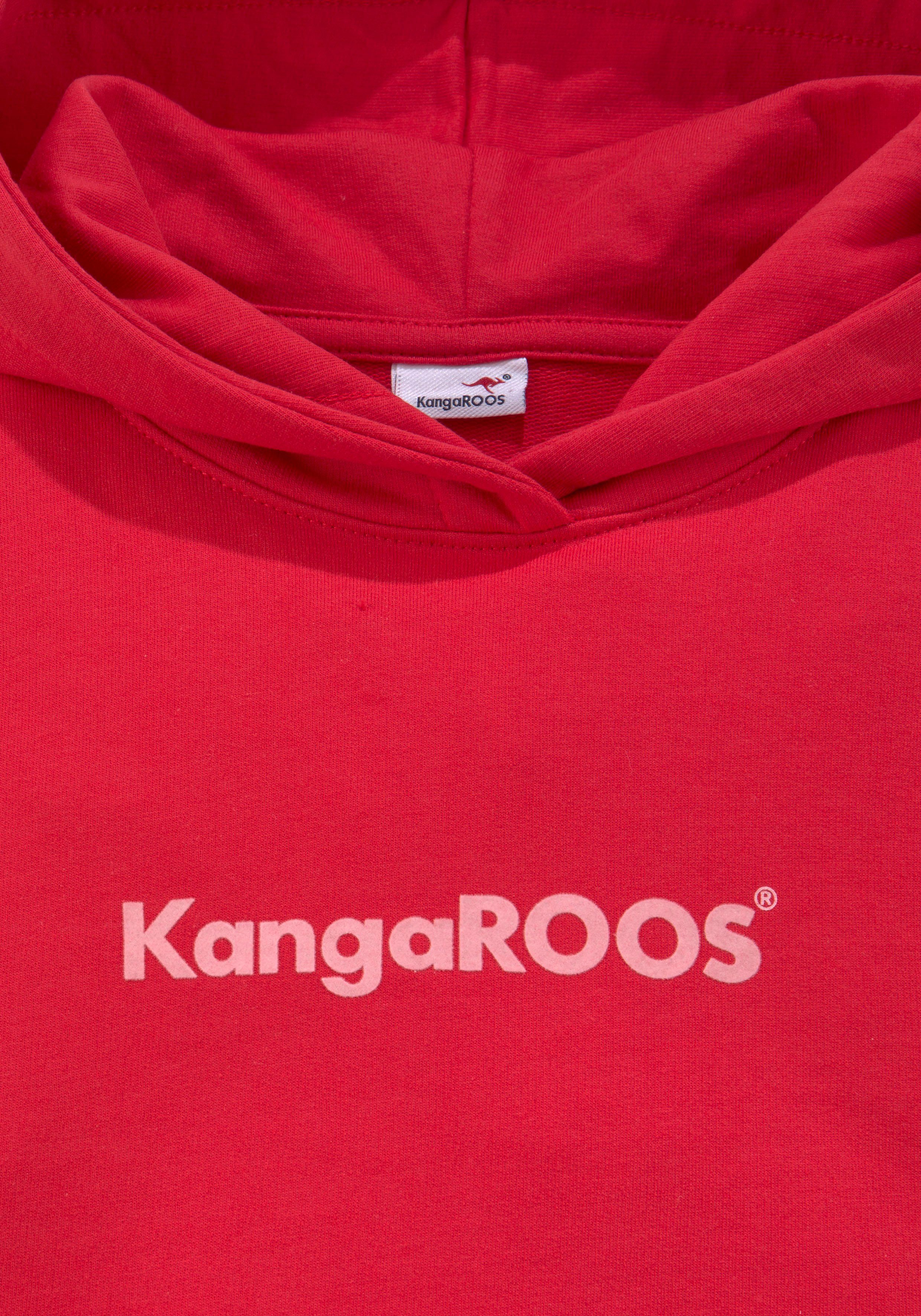 KangaROOS Hoodie met logoprint Lange mouwen, bedrukt, van sweatstof met katoen, met kangoeroezak
