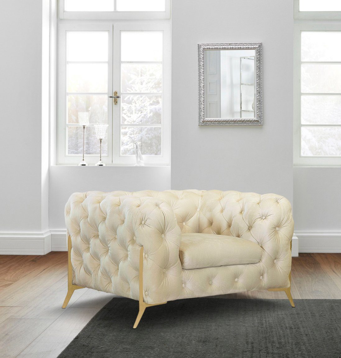 Leonique Chesterfield-fauteuil Amaury Fauteuil luxueuze capitonnage, moderne chesterfield look, kleur van de poten ter keuze