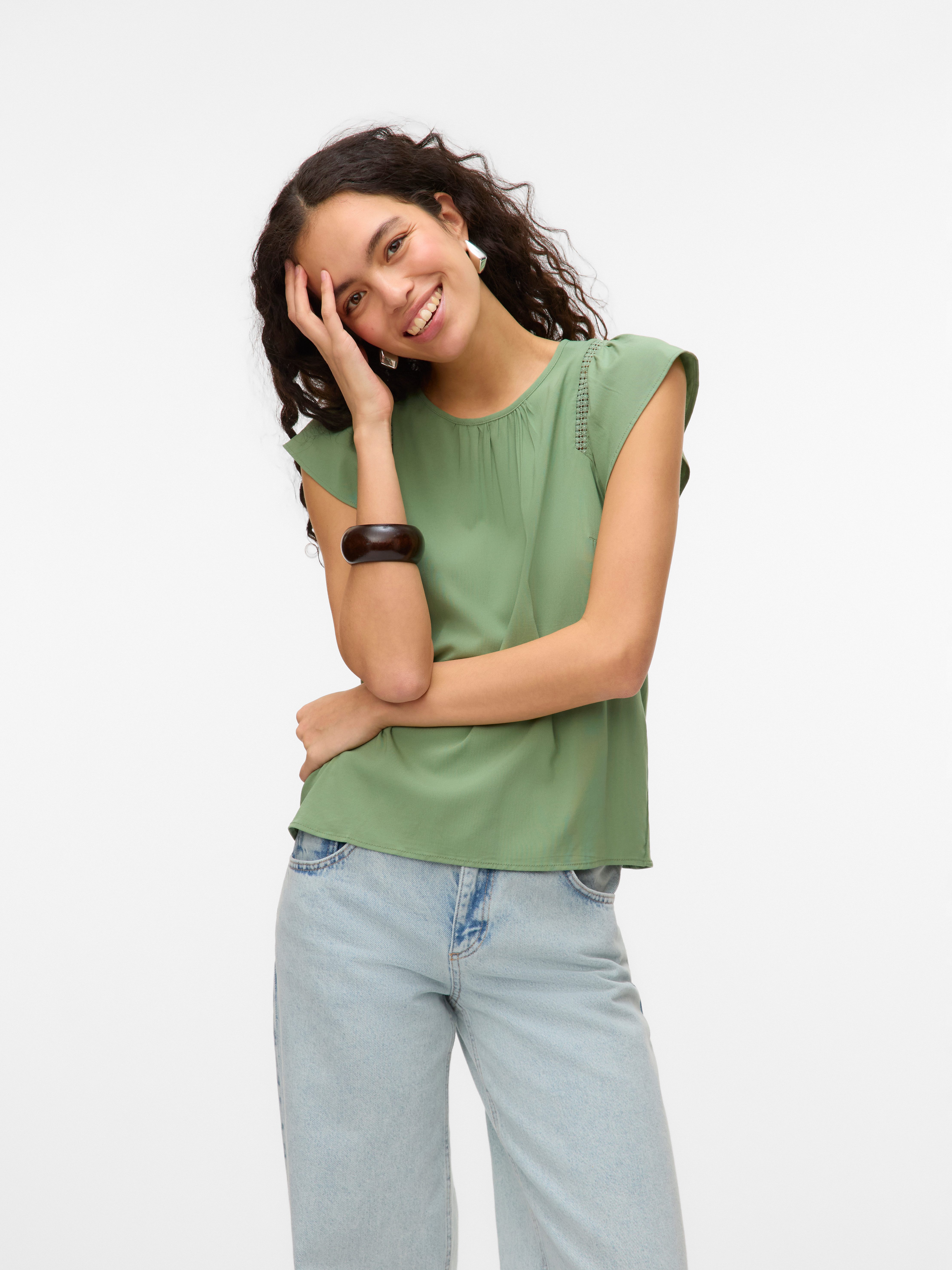Vero Moda Blouse met korte mouwen VMBELLA SS LACE TOP WVN GA NOOS