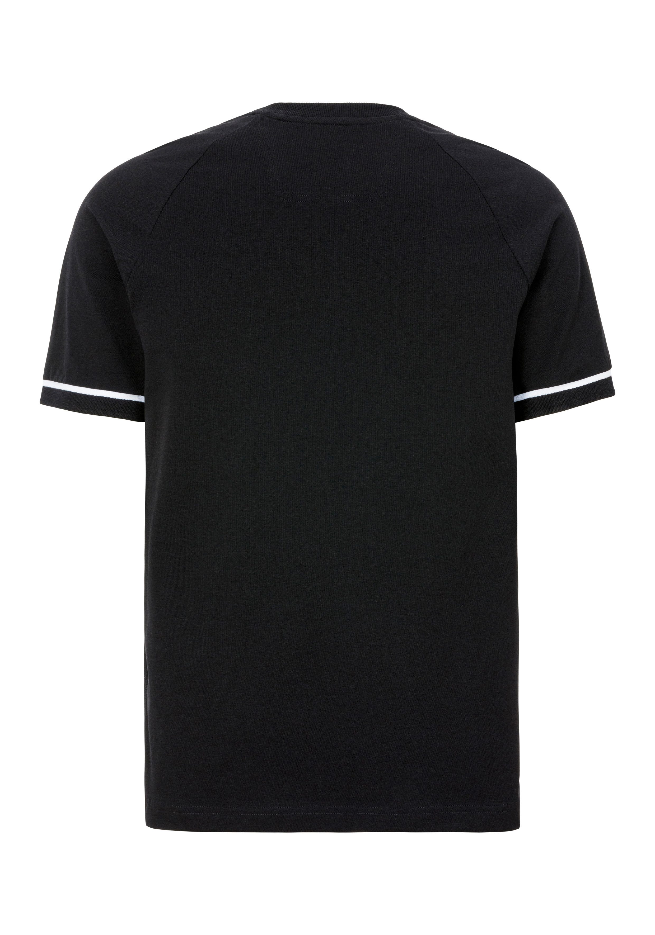 BOSS GREEN T-shirt Tee Rib AC met contraststrepen op de mouw