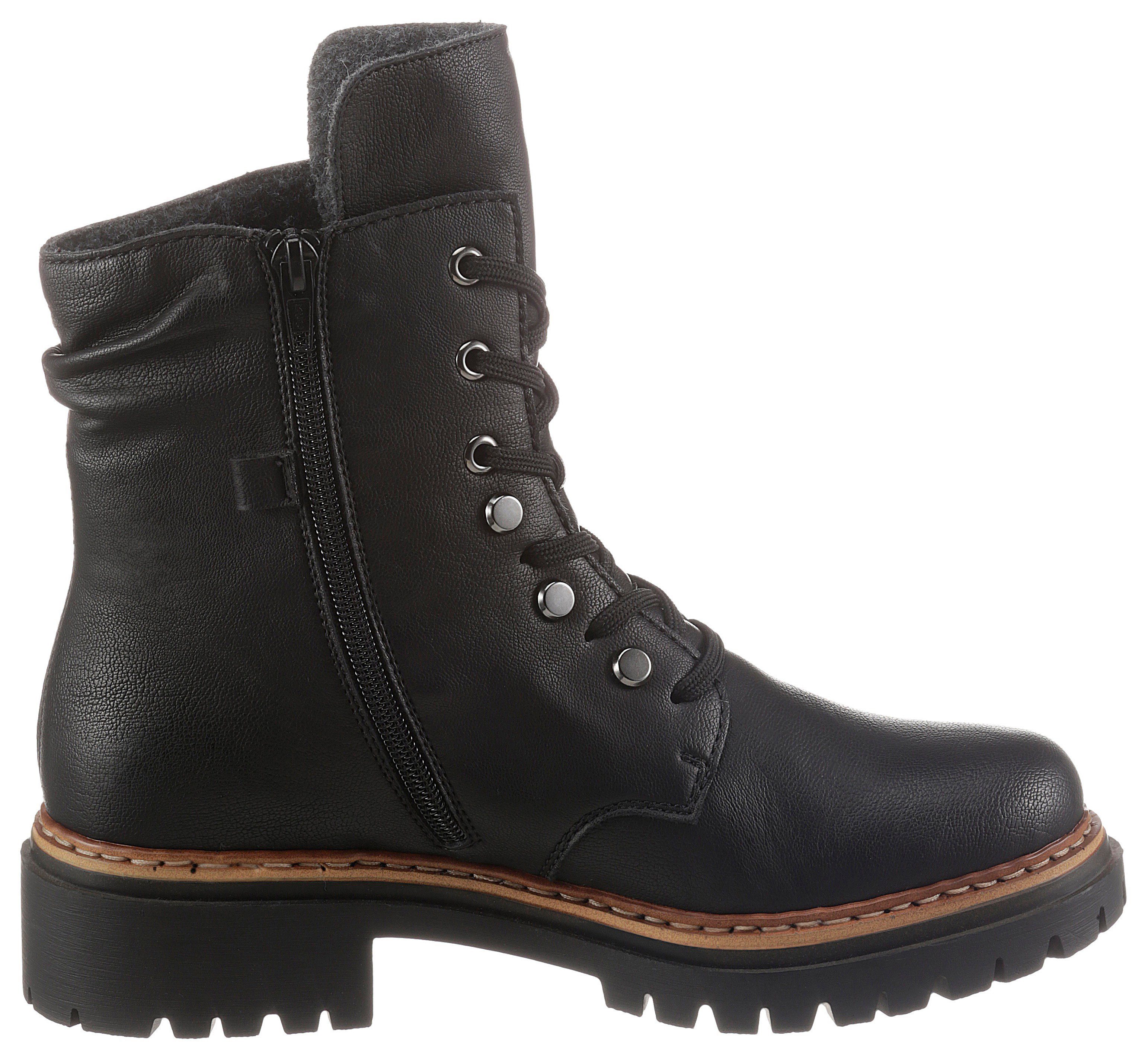 Rieker Hoge veterschoenen , enkellaarsjes, profielzool, blokhak, met casual vetersluiting