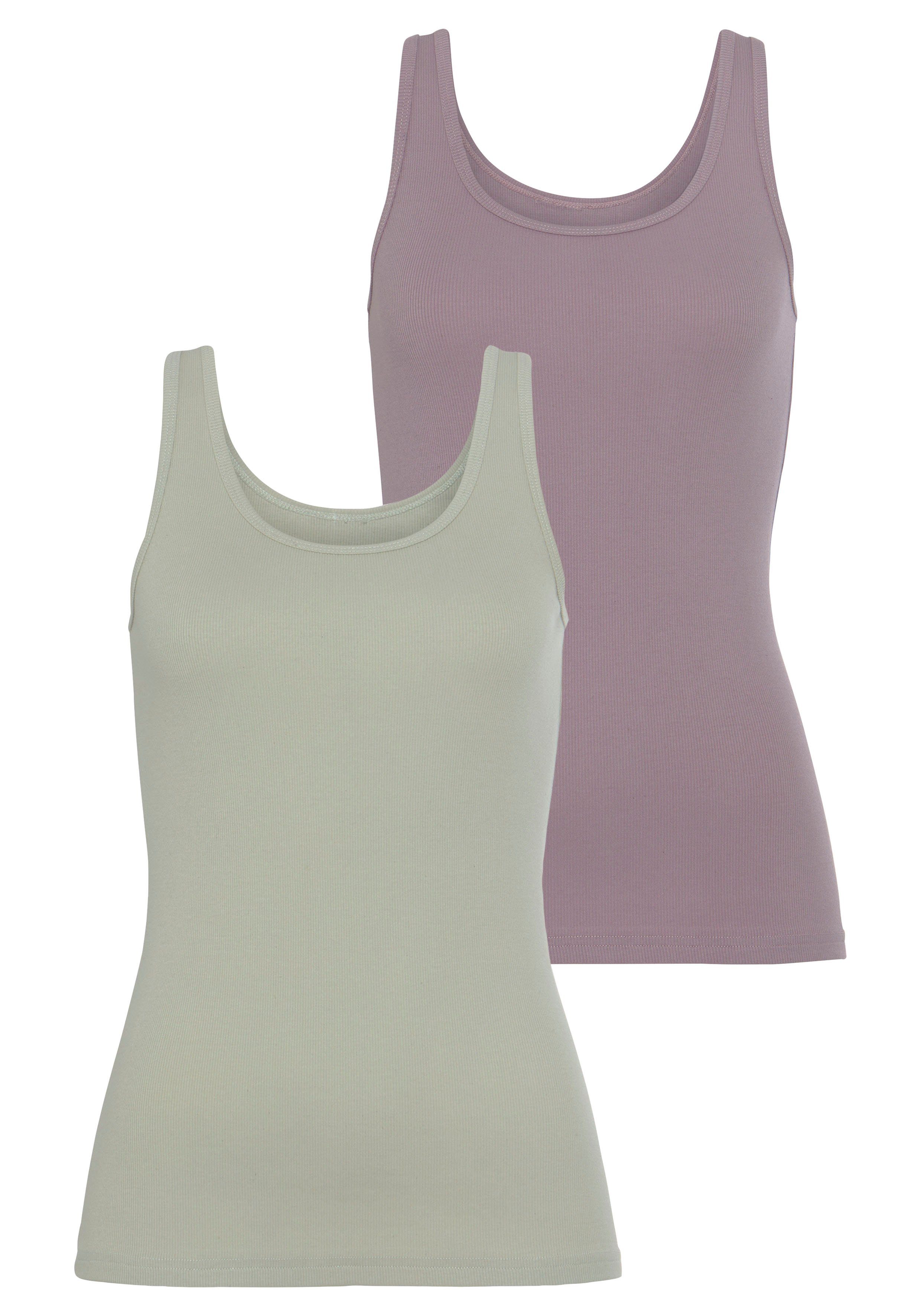 Vivance Hemd uit bijzonder zachte ribstof (2 stuks, Set van 2) dames armloze tops maat 32/34 paars