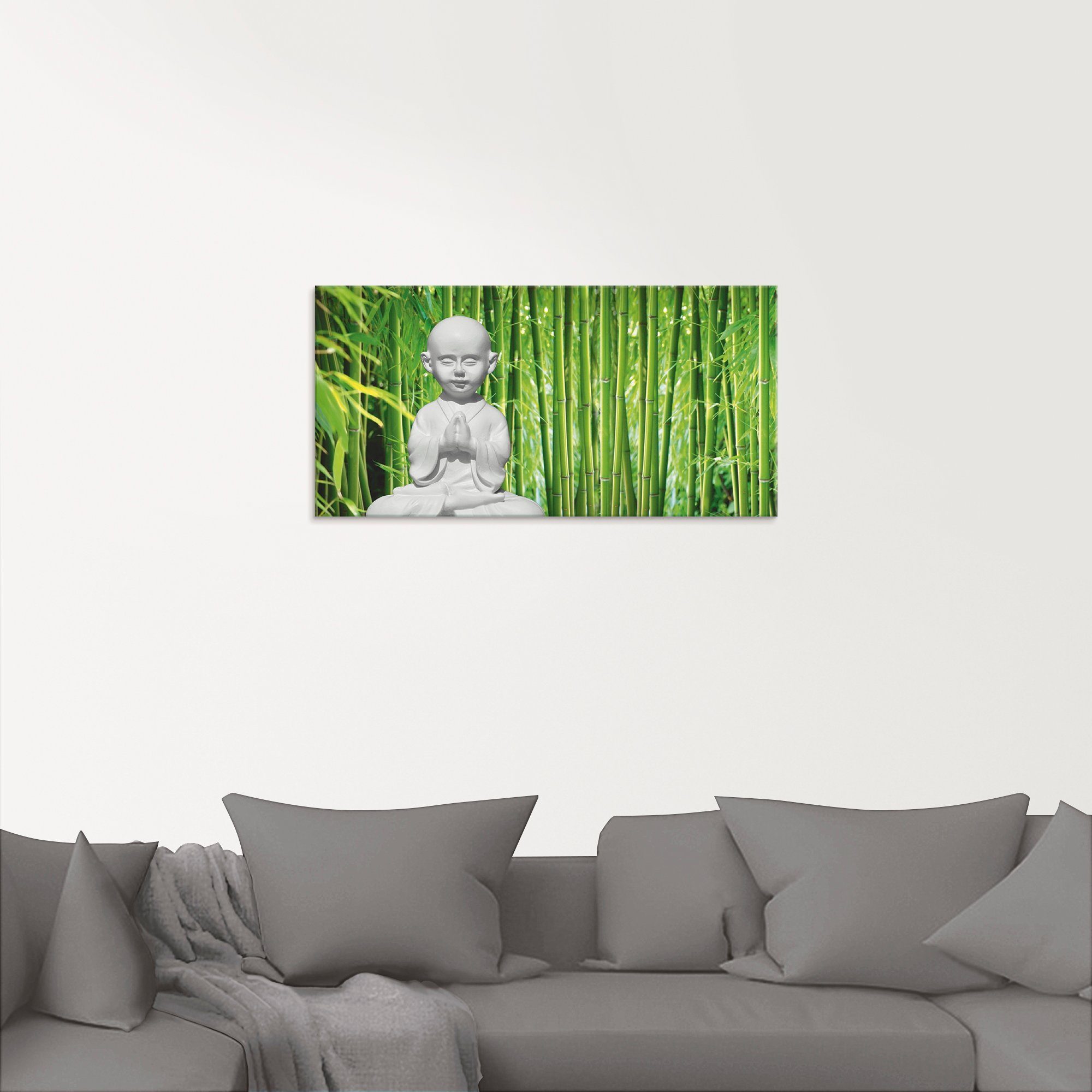 Artland Print op glas Boeddha met bamboe in verschillende maten