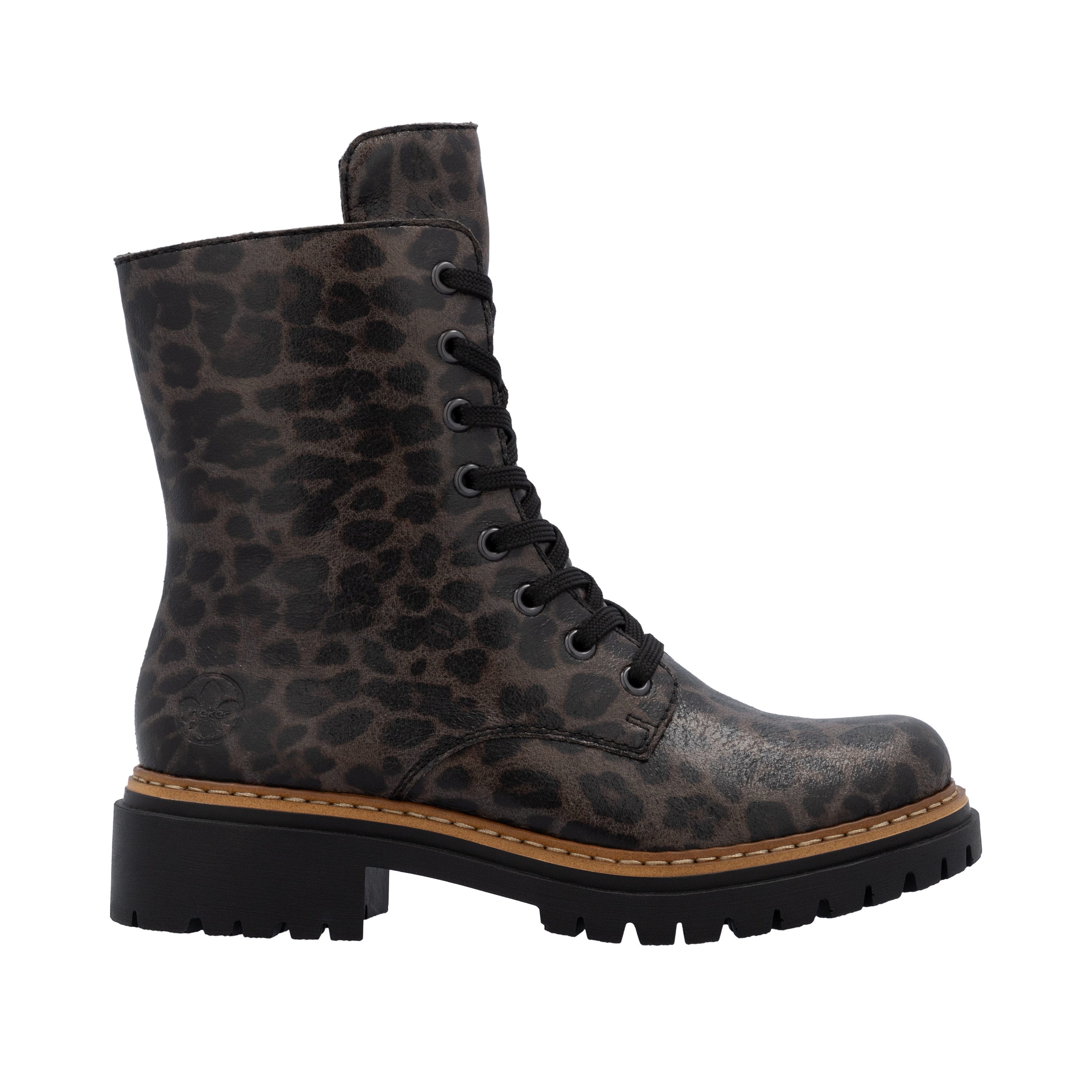 Rieker Veterschoenen Veterenkellaars, profielzool, met contrasterende zoolrand