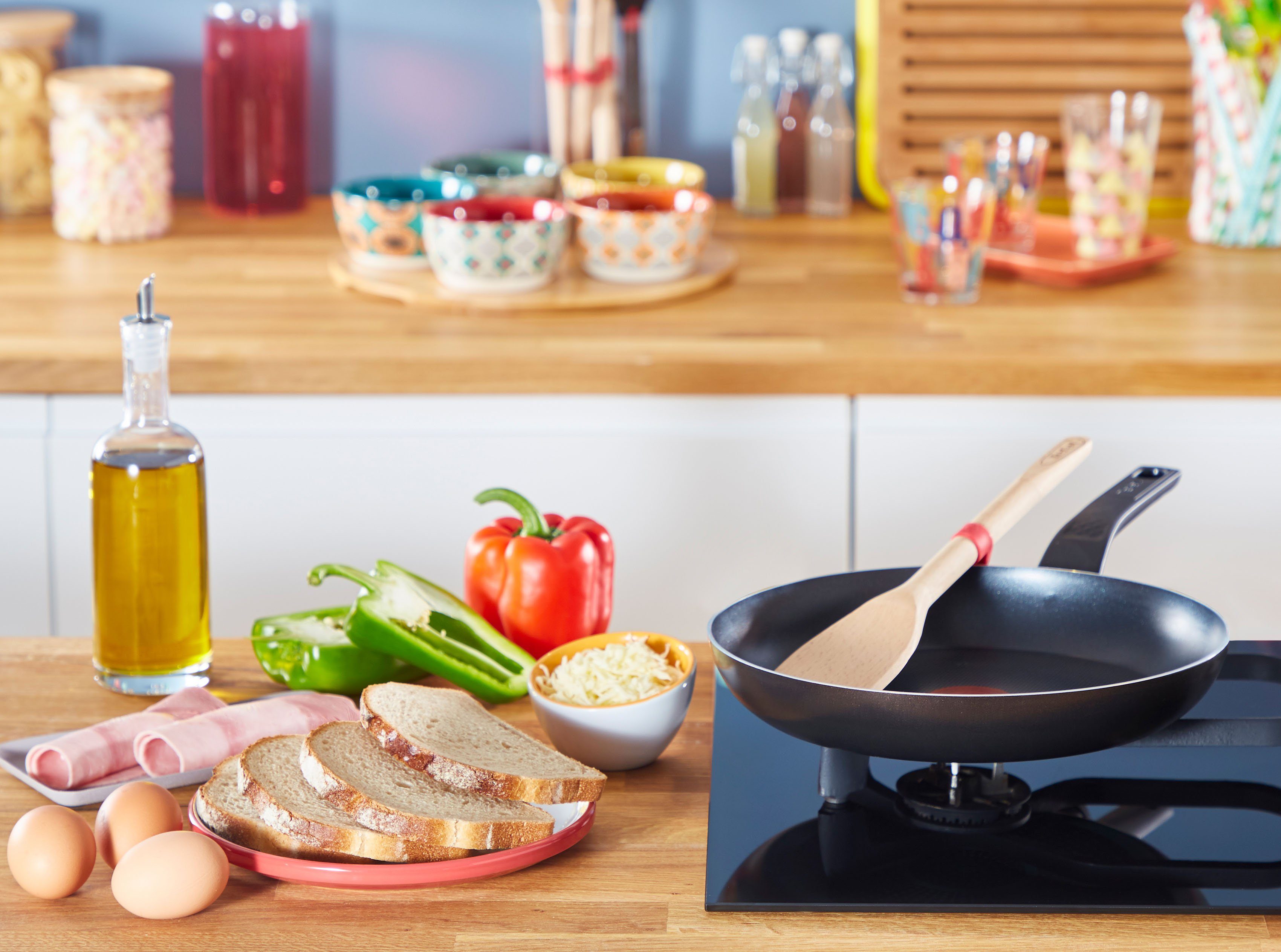 Tefal Pannenset Easy Cook & Clean, anti-aanbaklaag, niet inductiegeschikt Thermo-signaal bij ideale braadtemperatuur, Made in France (set, 2-delig)
