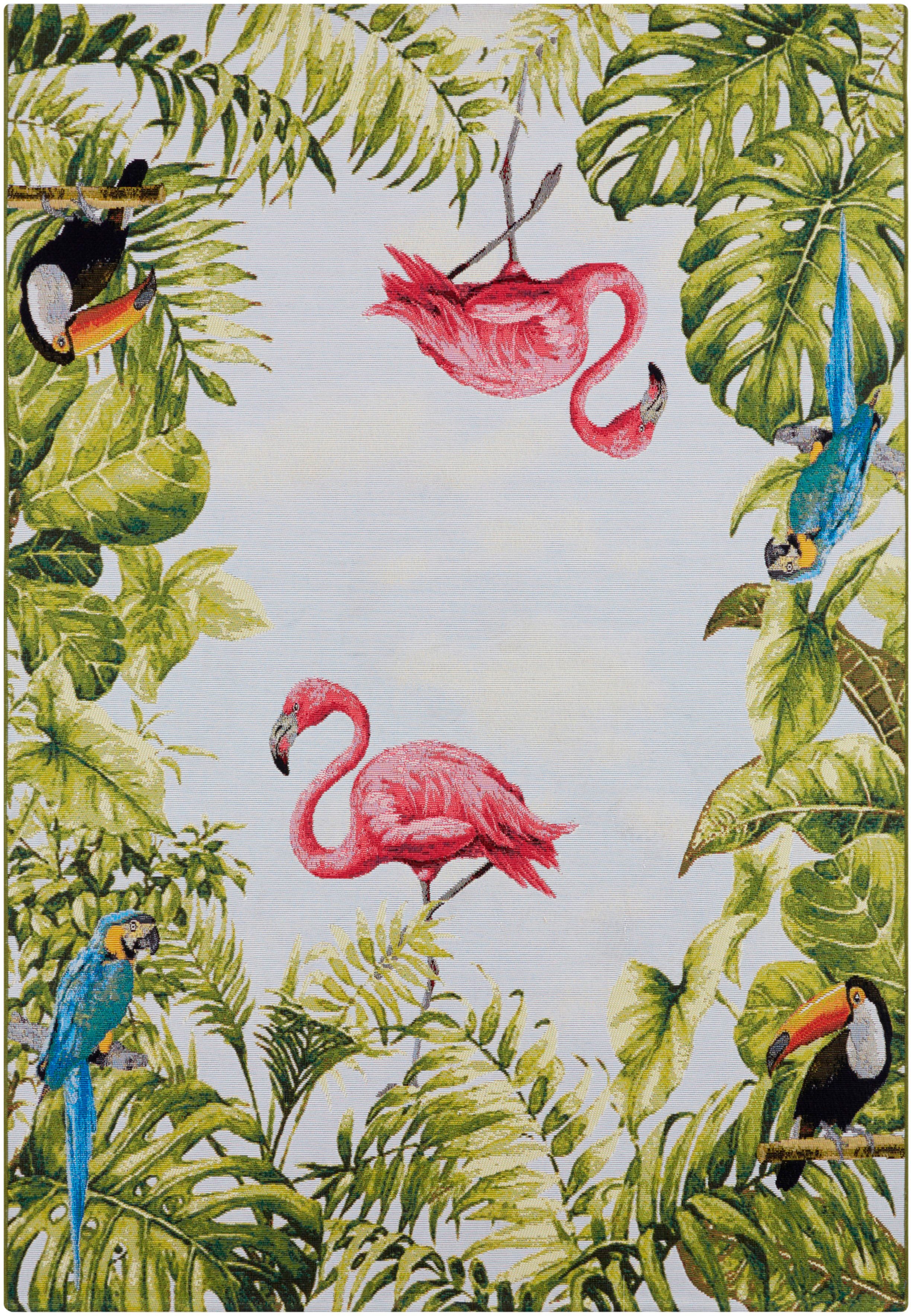 HANSE Home Outdoorkleed Tropical Birds In-& outdoor, tapijt, weerbestendig, balkon, tuin, woonkamer, floraal