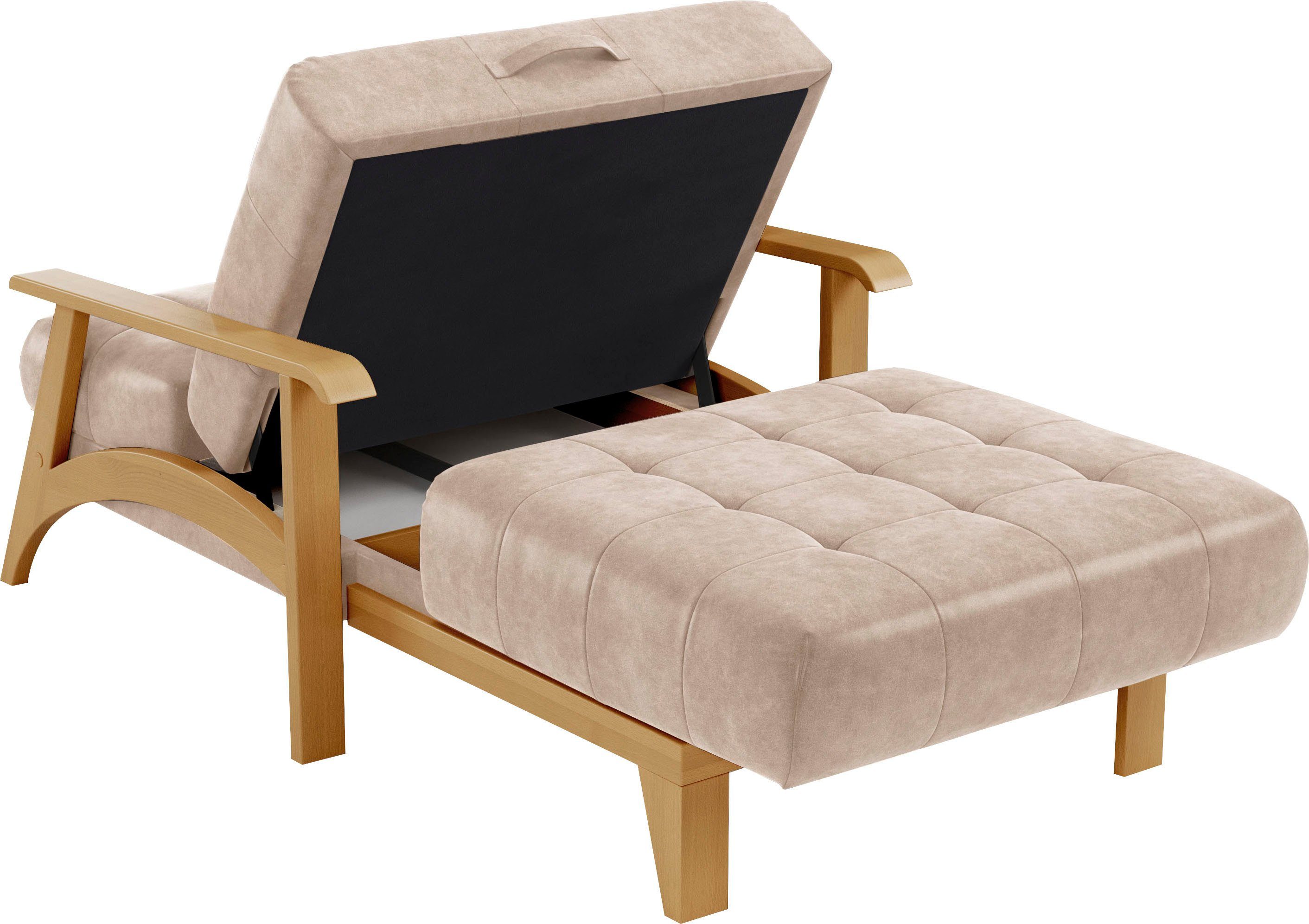 sit&more Récamier Billund Armleuningen van eikenkleurig beukenhout, verschillende bekledingen en kleuren