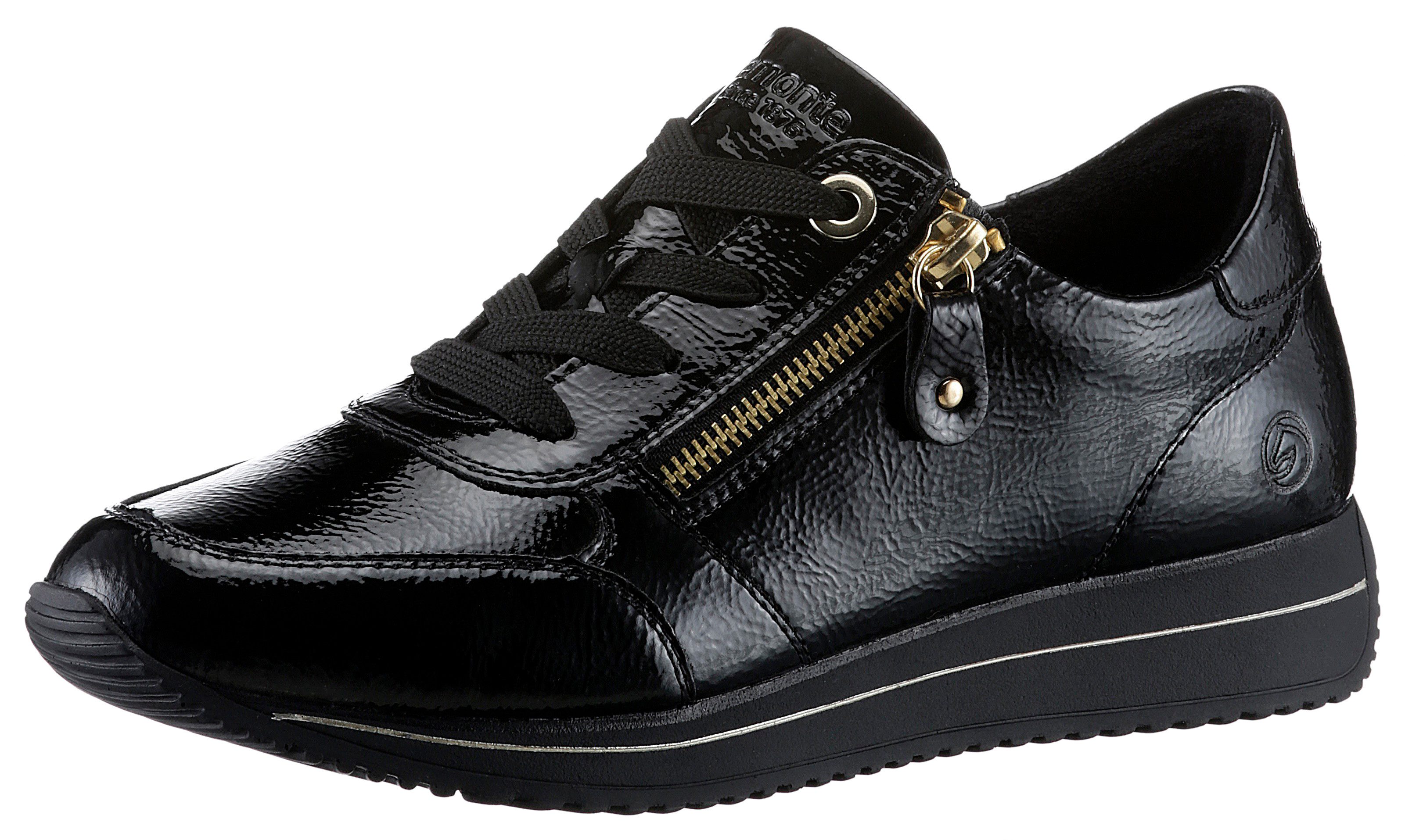 Remonte Sneakers met sleehak , vrijetijdsschoen, lage schoen, veterschoen in smalle vorm dames sleehak sneakers maat 38 EU zwart
