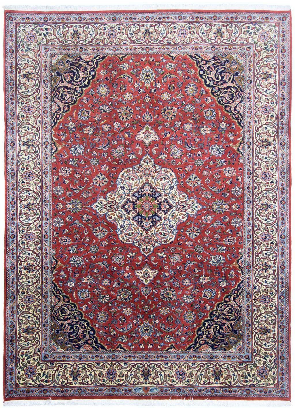 morgenland Wollen kleed Keshan medaillon rosso 300 x 215 cm Uniek exemplaar met certificaat