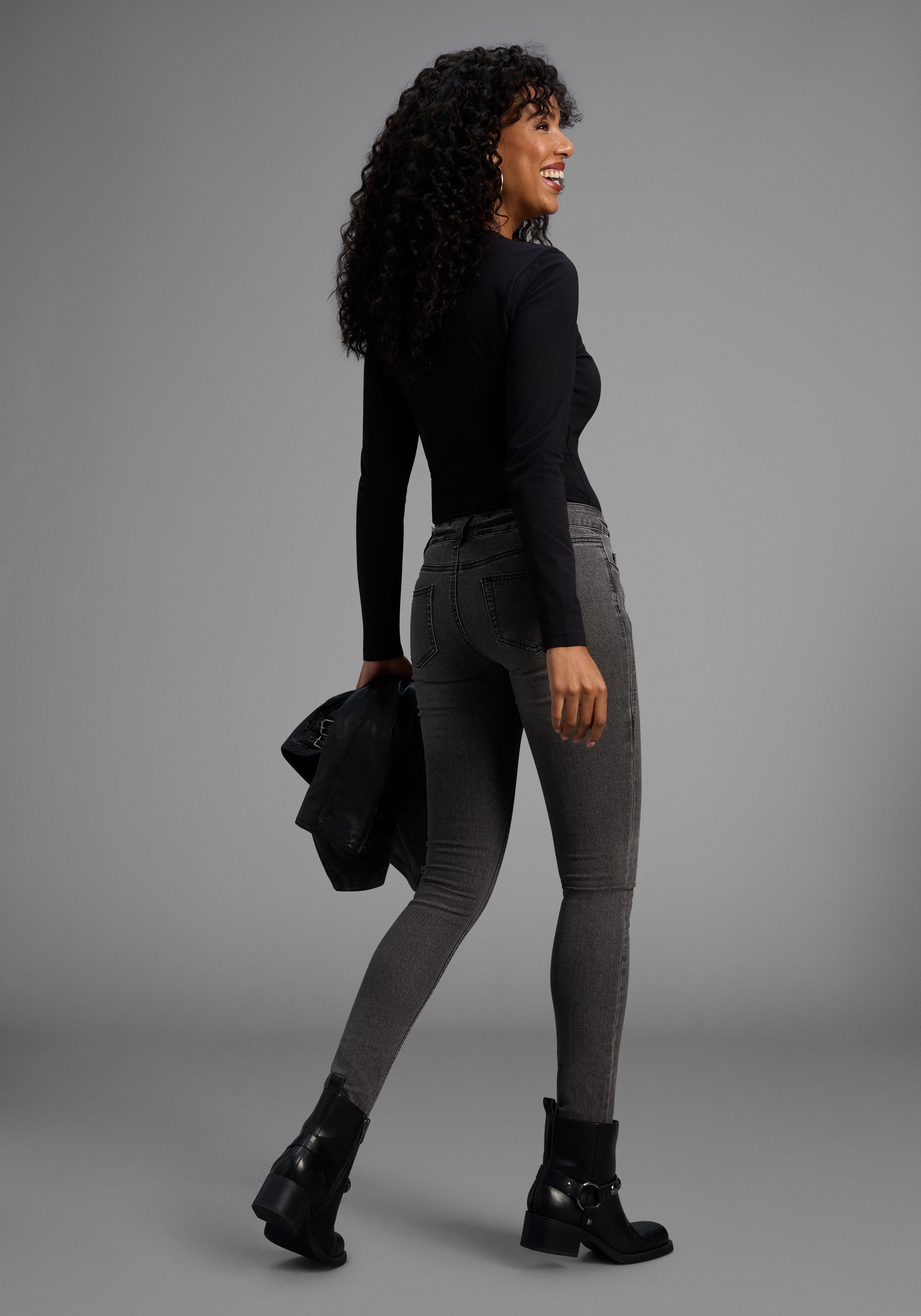 Arizona Skinny fit jeans Met geren extra-strakke been snit, lage taille