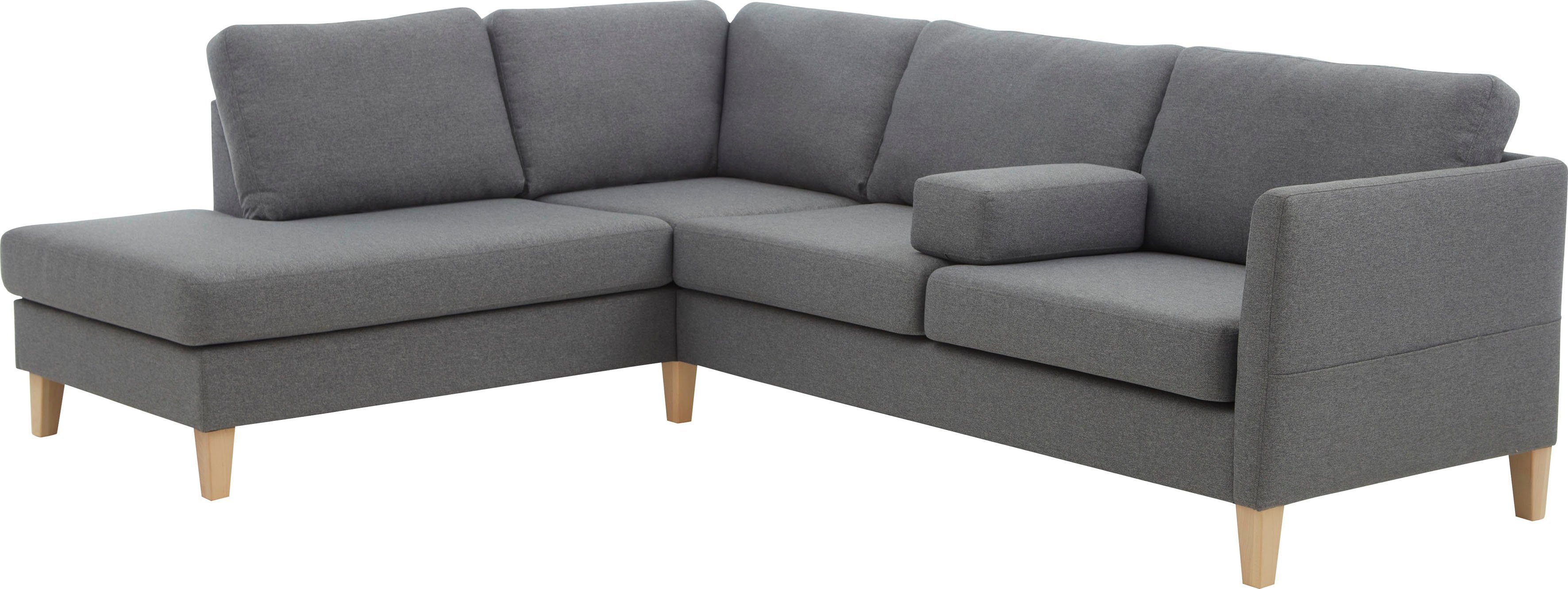 ATLANTIC home collection Hoekbank Mailo L-vorm met zakken opzij en ottomane, met massief houten poten