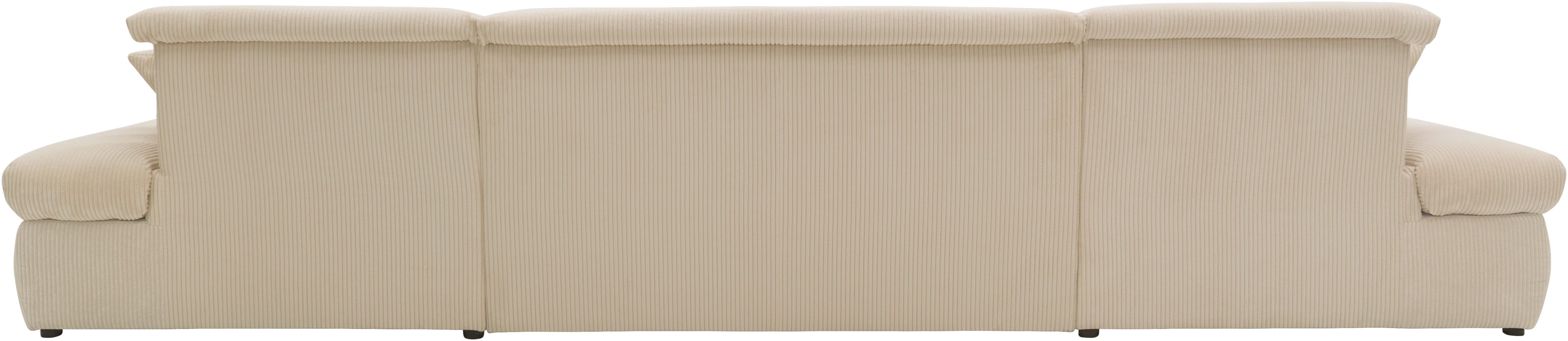 DOMO collection Zithoek Moric optioneel met slaapfunctie en armleuningsverstelling, XXL U-vorm, aan beide zijden met recamière, incl. sierkussen, cord-bekleding