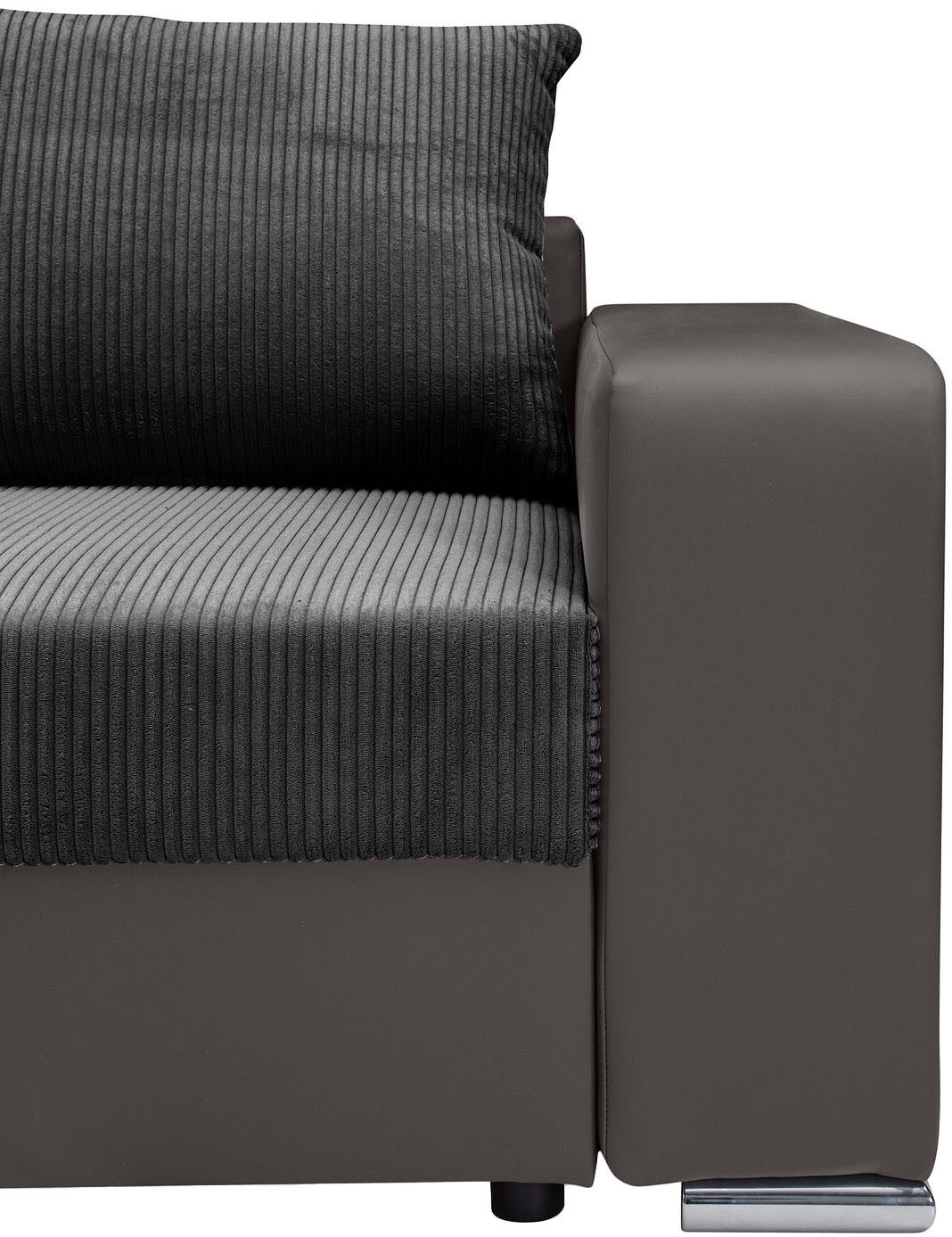 COLLECTION AB Hoekbank L-model Regalarmleuning met LED RGB verlichting, bedfunctie en bedbox