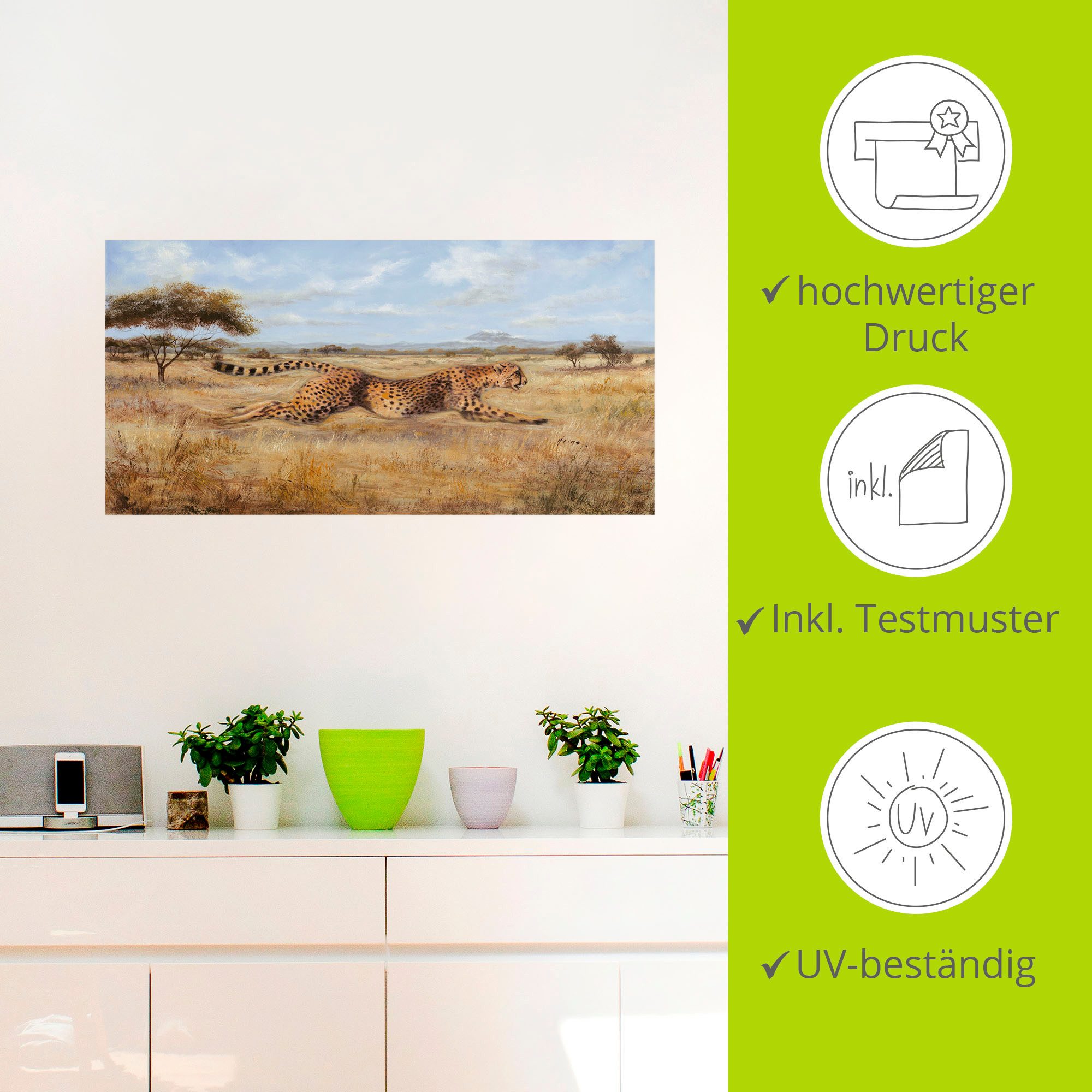 Artland Wandfolie Lopend jachtluipaard