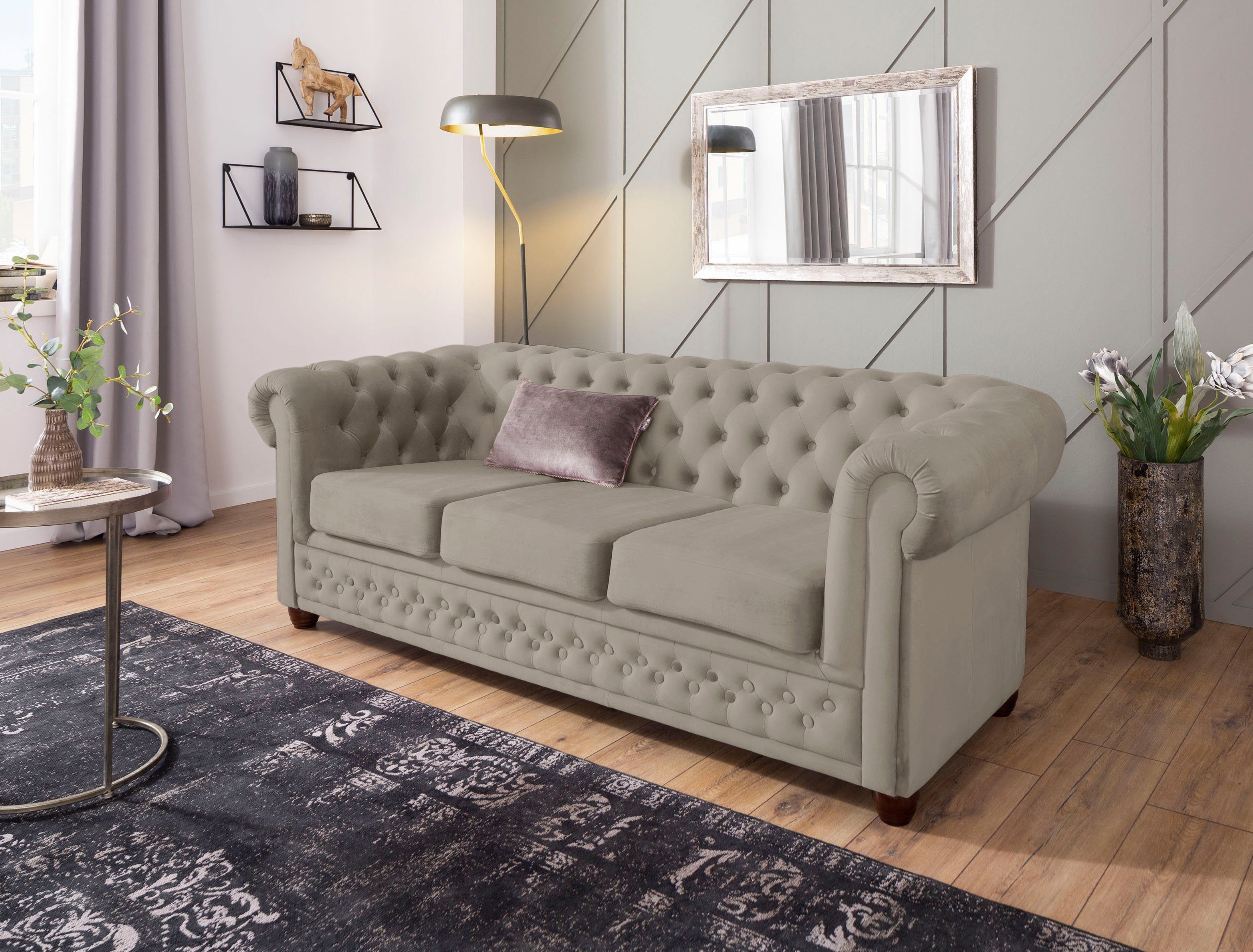 Home affaire Chesterfield-bank New Castle met hoogwaardige capitonnage in chesterfield-design, bxdxh: 203x86x72