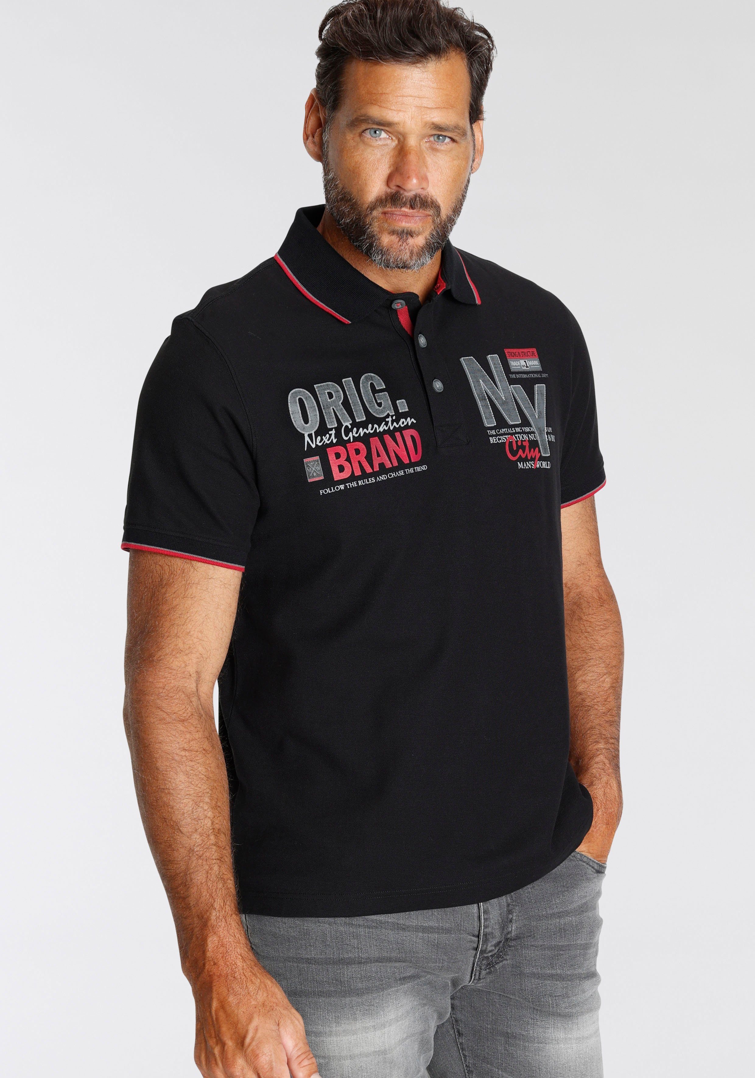 Man's World Poloshirt Korte mouwen, met stijlvolle print, polokraag