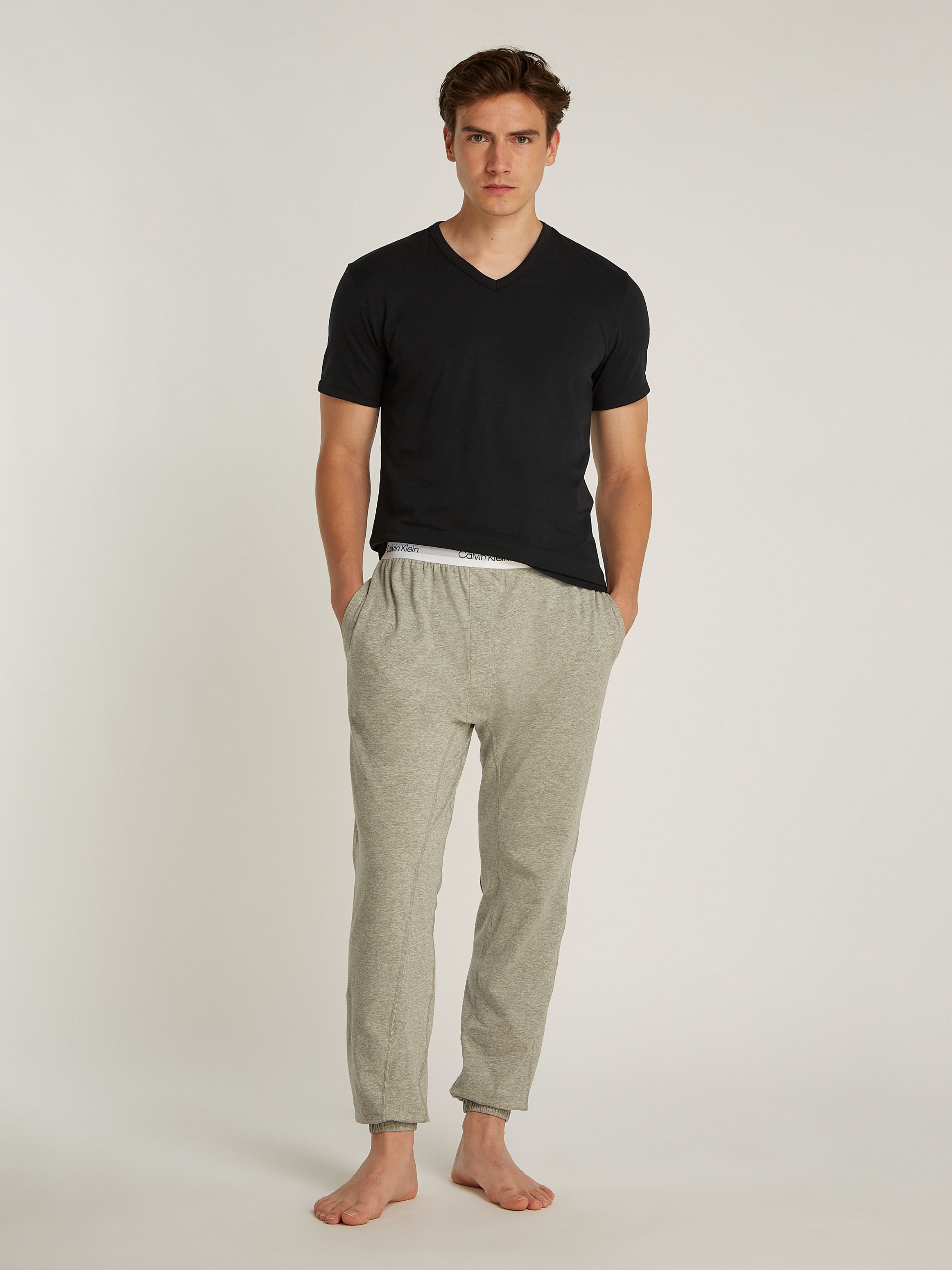 Calvin Klein T-shirt S/S V NECK 3PK met logo aan de zoom (3-delig, Set van 3)
