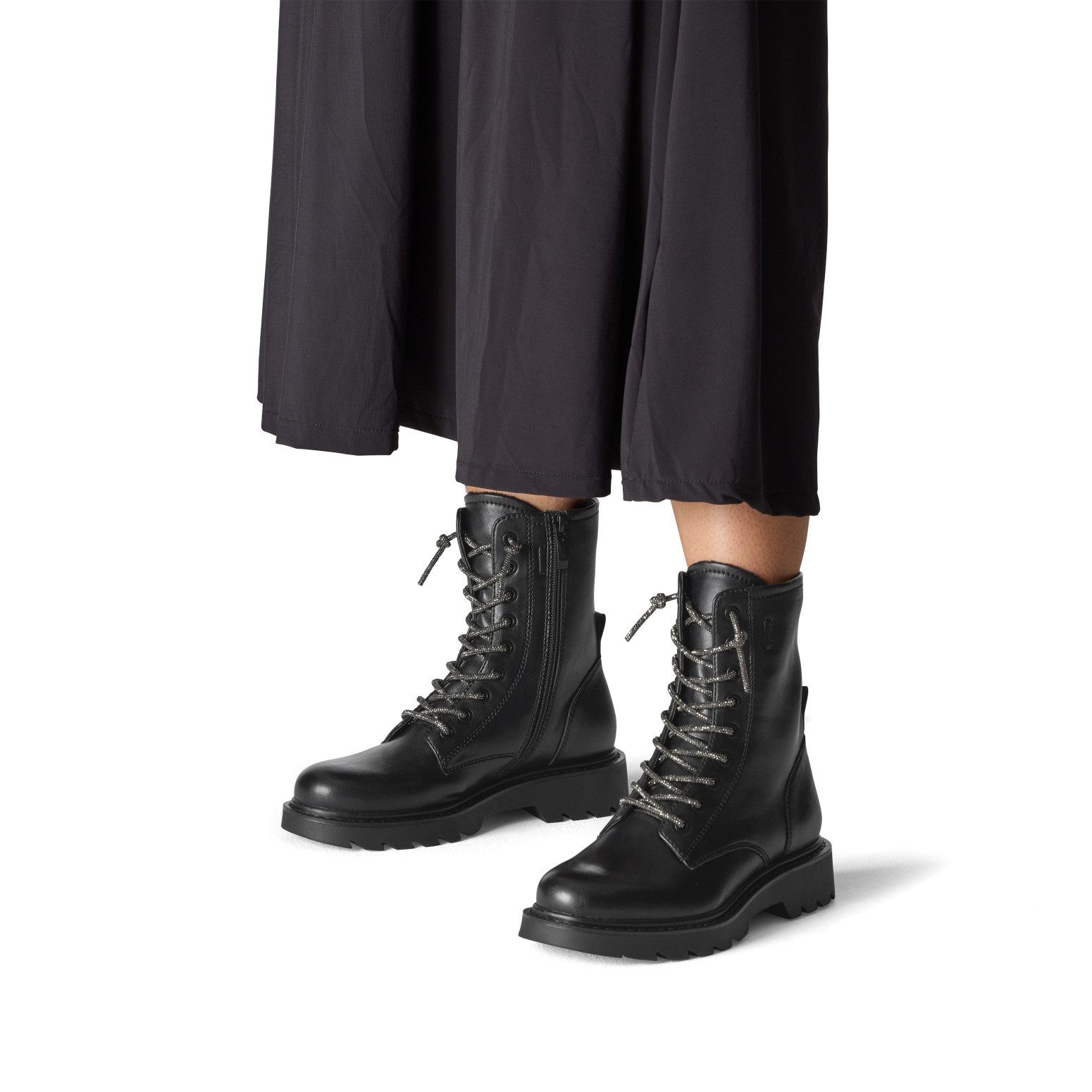 Tamaris Veterlaarsjes , blokhak, veterboots met glanzende, elastische veters