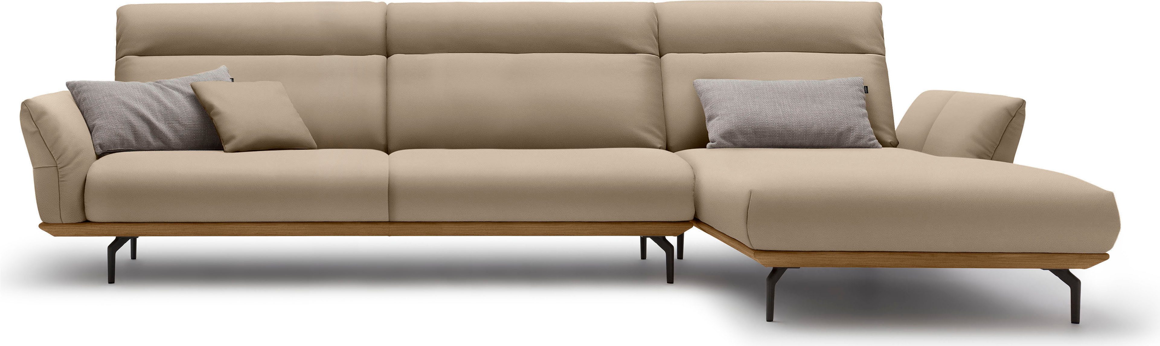OTTO Creation BY ROLF BENZ Hoekbank Hs.460 Sokkel in walnotenhout, onderstel in umbra grijs, breedte 338 cm , hoekbanken, 338 cm