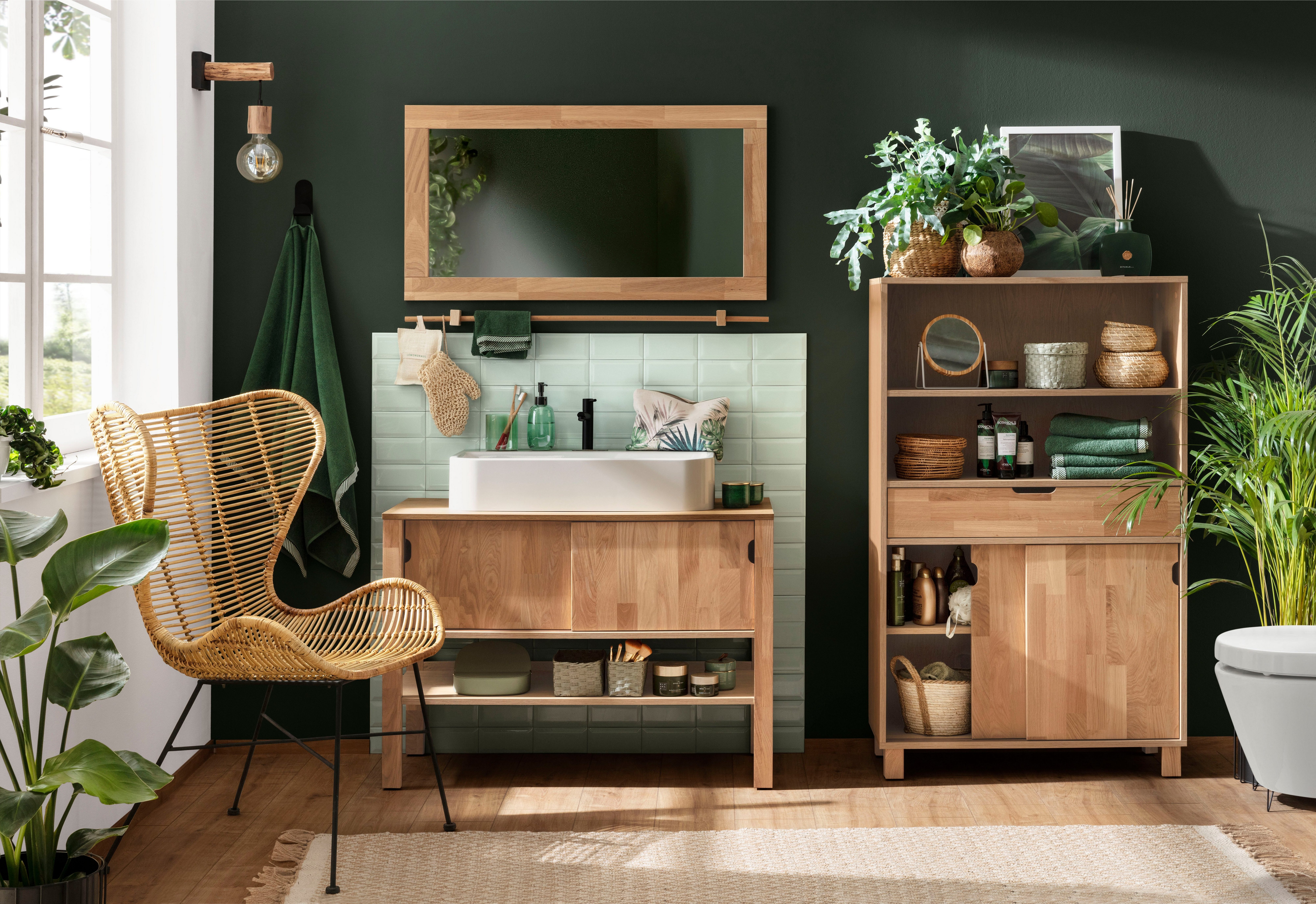 Home affaire Wastafelonderkast April Schuifdeuren van massief hout, breedte 100 cm