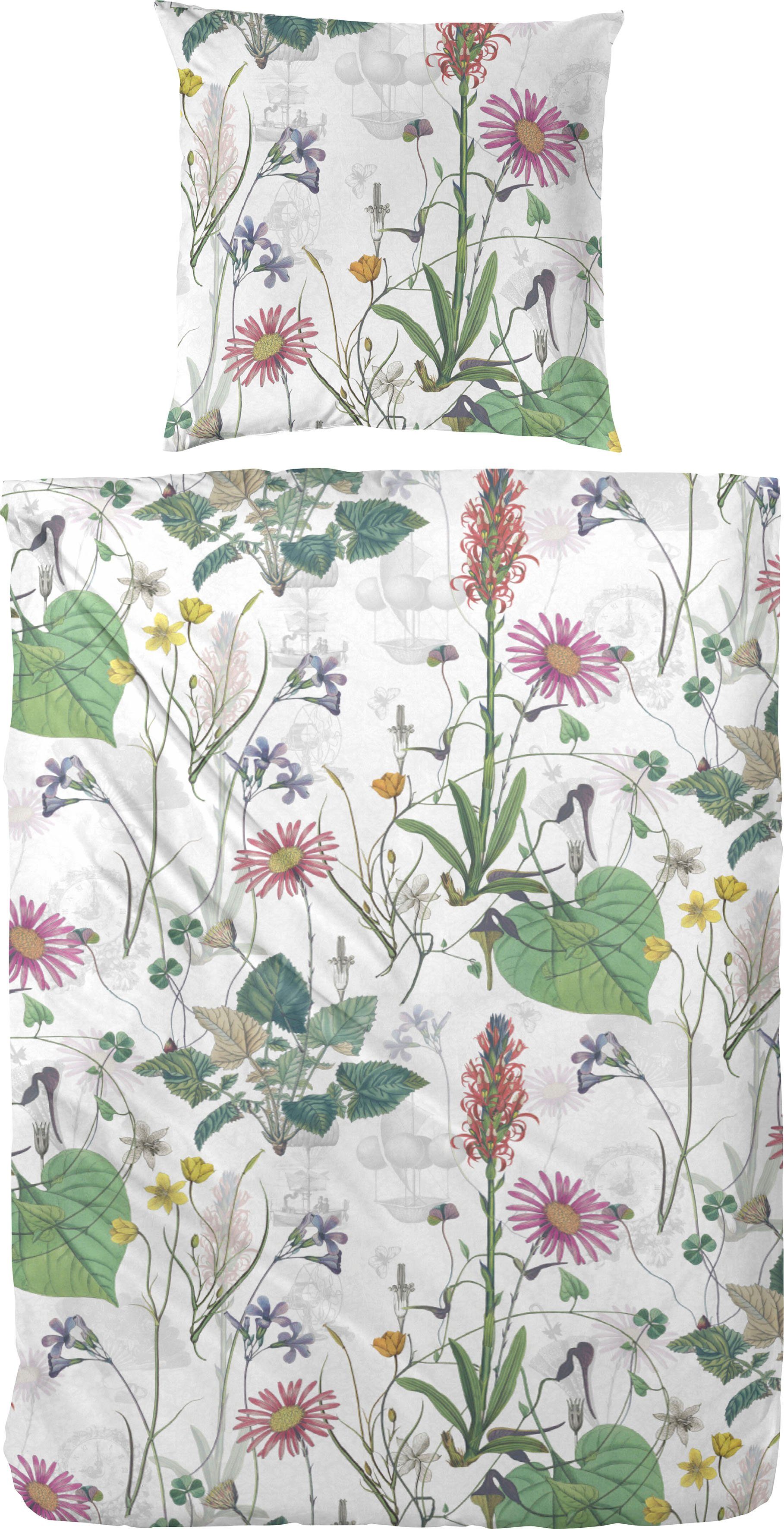 Primera Overtrekset Mako satijnen overtrekset Botanicals (2-delig) dekbedovertrekken wit