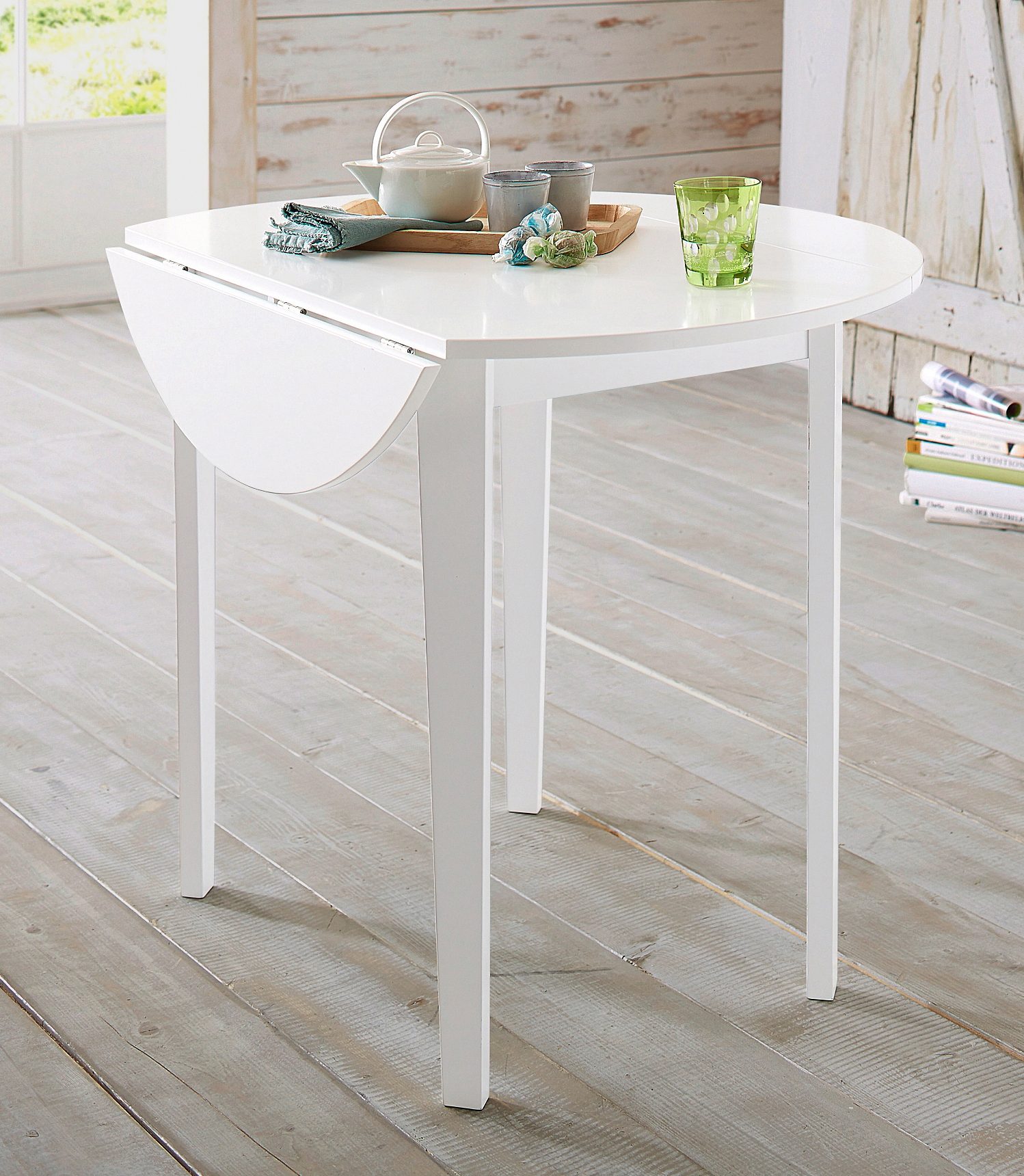 Home affaire Eettafel met neerklapbare zijstukken, in 2 kleurvarianten, hoogte 77 cm