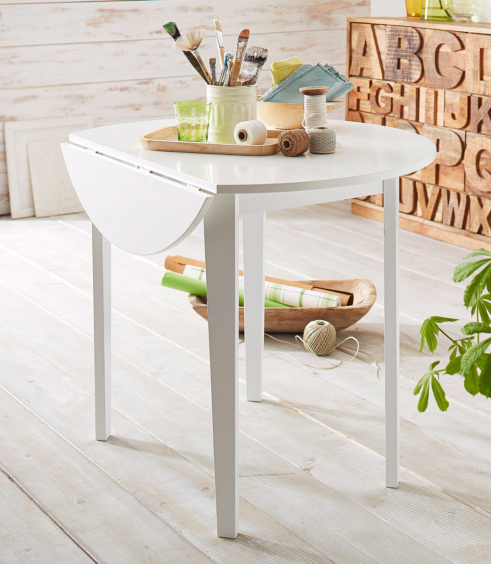Home affaire Eettafel met neerklapbare zijstukken, in 2 kleurvarianten, hoogte 77 cm
