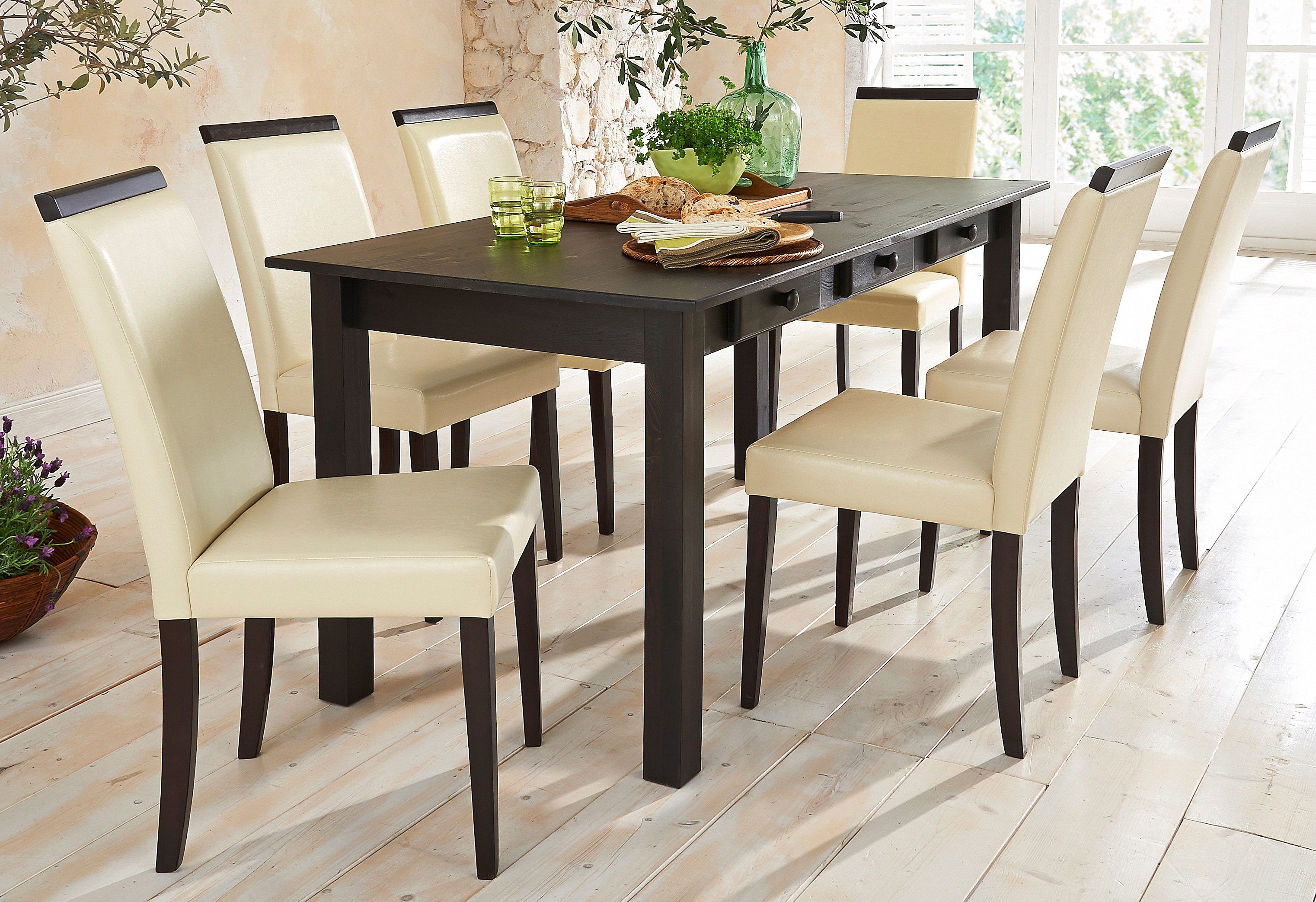 Home affaire Eetkamerstoel Genova van mooi imitatieleer, in verschillende kleuren, zithoogte 46 cm (set, 2 stuks)