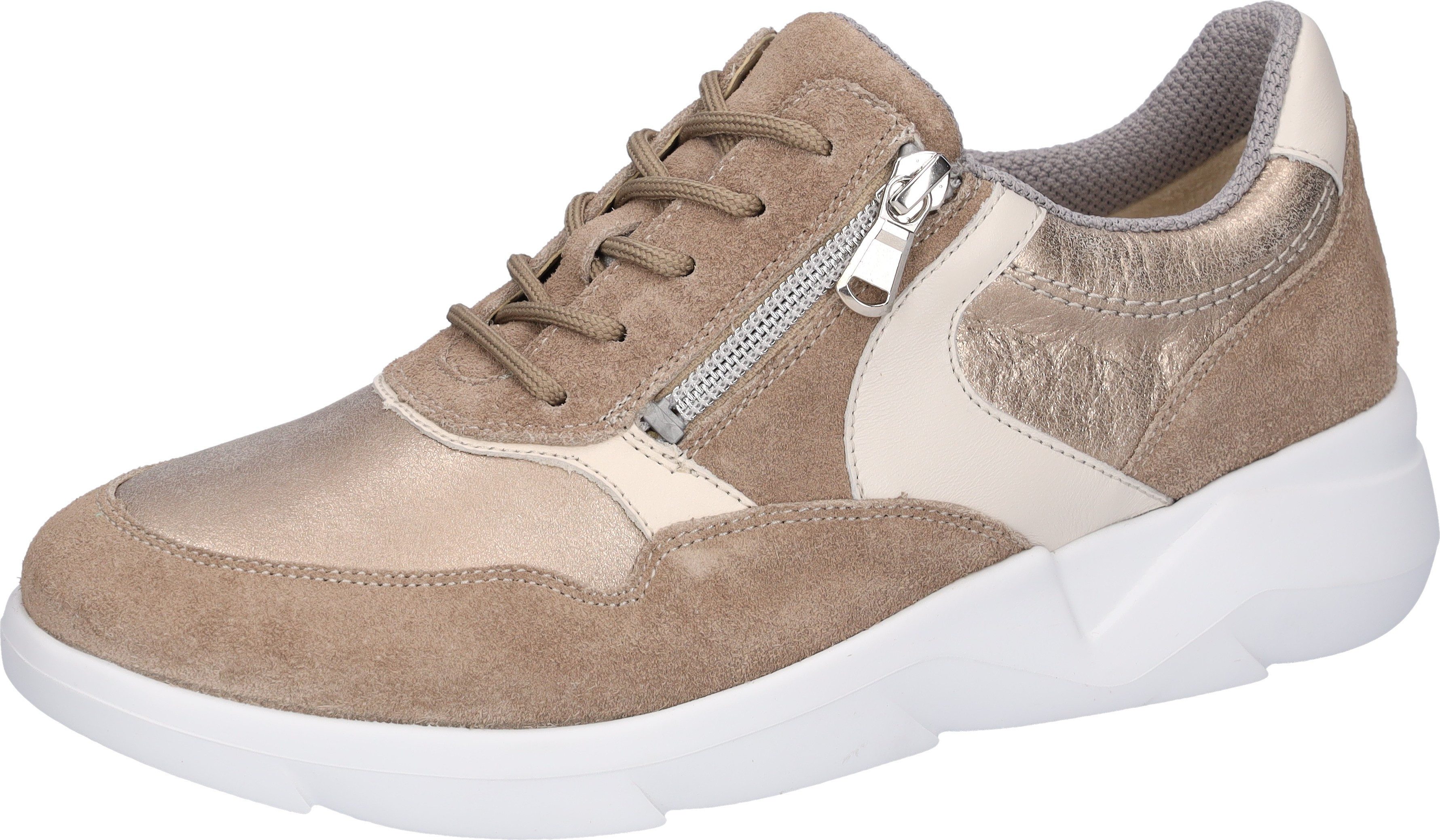 Waldläufer Sneakers met sleehak K-FUNKY , veterschoenen, lage schoen, comfort schoen, rits, k-breedte dames sleehak sneakers maat 4,5 (37,5) beige