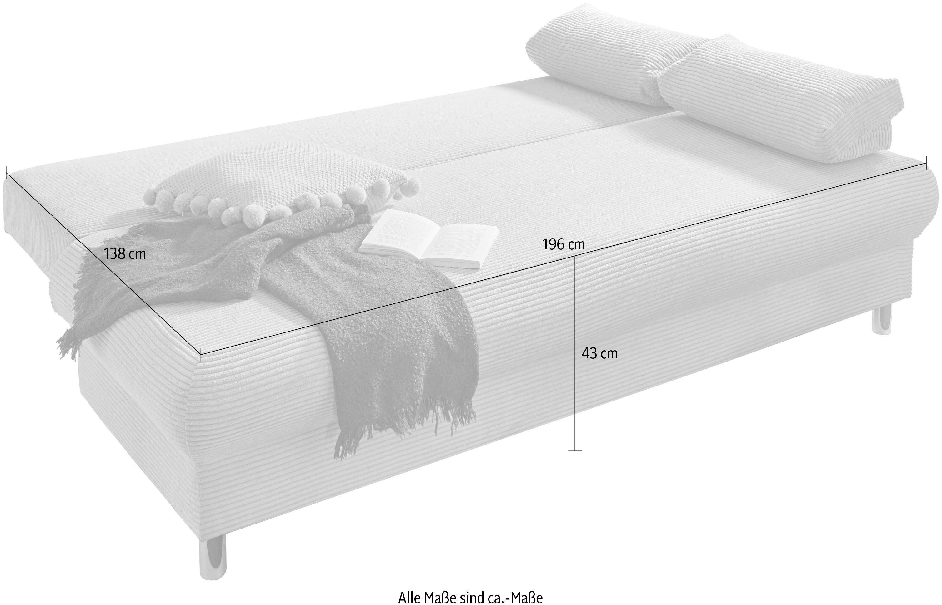 INOSIGN Slaapbank Como 2-zits, pocketvering, breedte 196 cm, incl. rug- en armleuningkussens