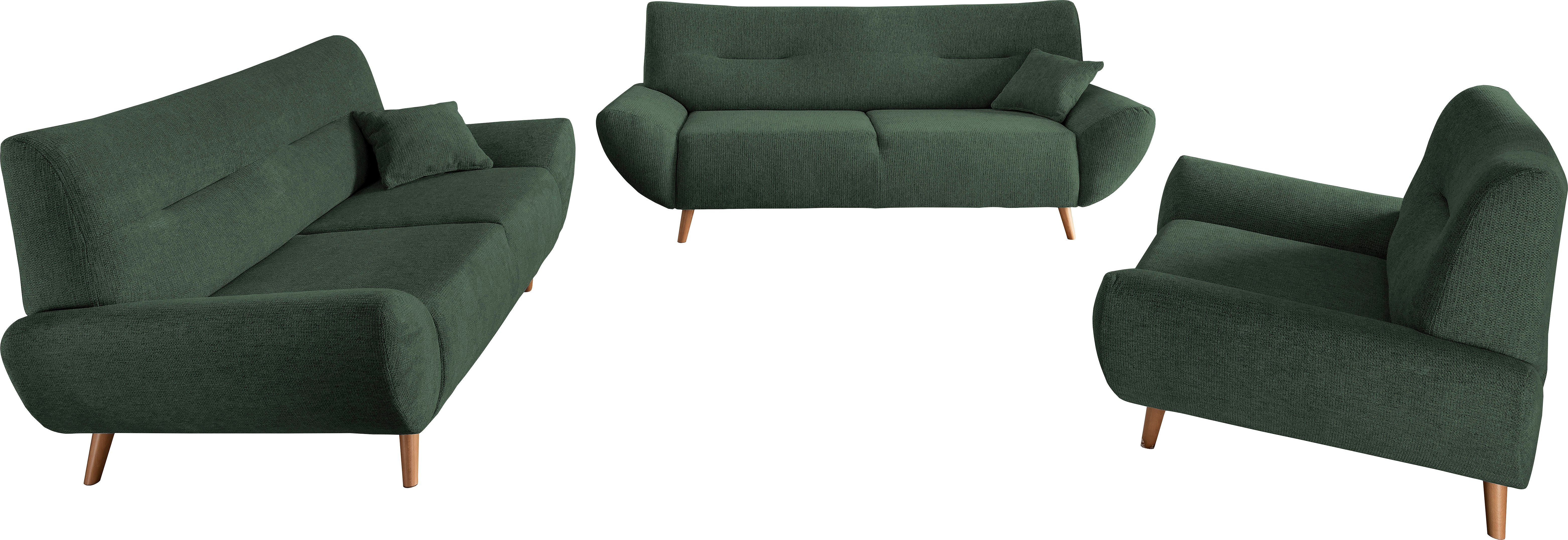 INOSIGN 3-zitsbank Drago, elegant en tijdloos, comfortabel, met houten voet