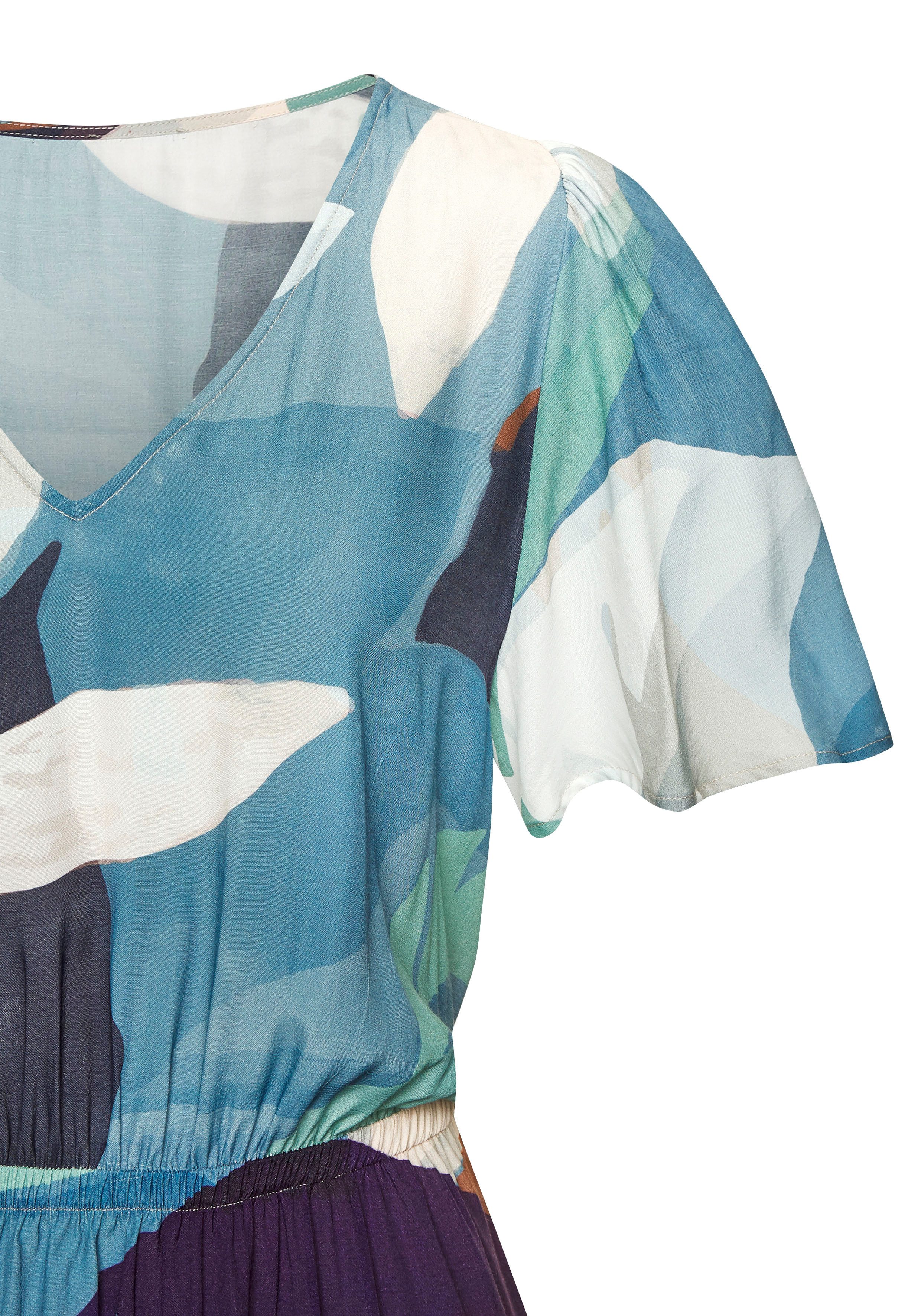 Lascana Zomerjurk met luchtige vleermuismouwen, kort strandjurk met alloverprint
