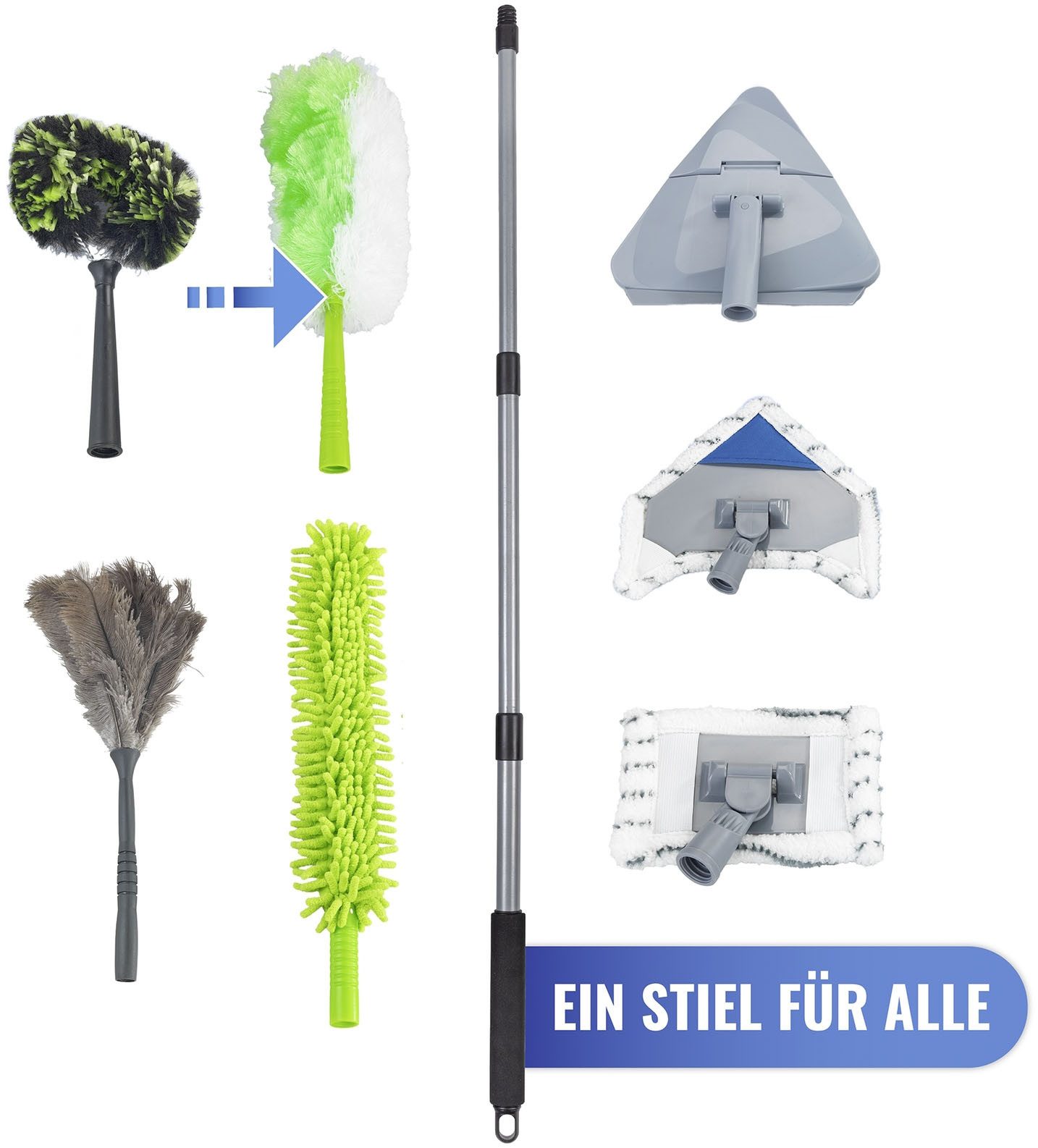 Maximex Plumeau 2in1 Stofwisser met telescopische steel en knikgewricht, antistatisch