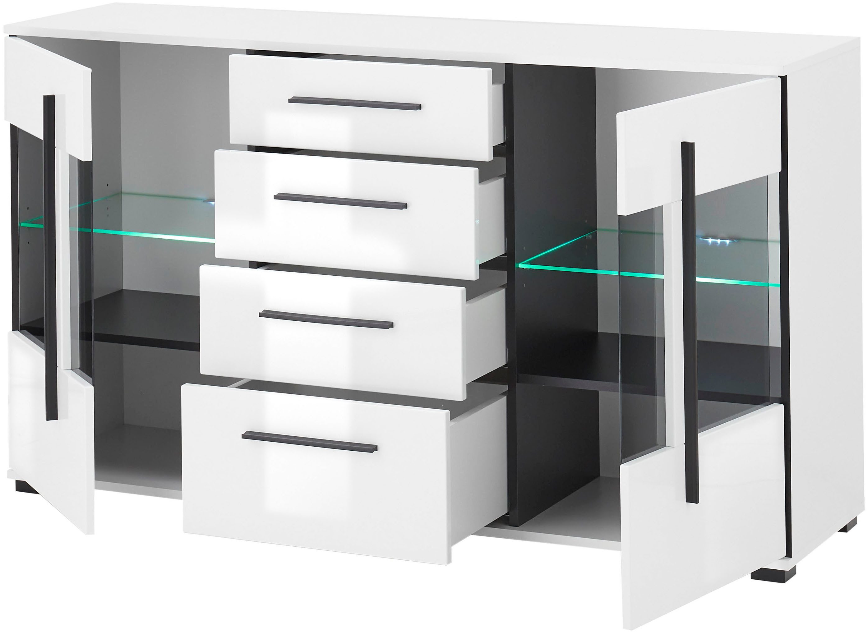 INOSIGN Dressoir Cantara, moderne kast, commode in Eiken Evoke of wit zwarte stanggreep, voldoende opbergruimte, veelzijdig inzetbaar