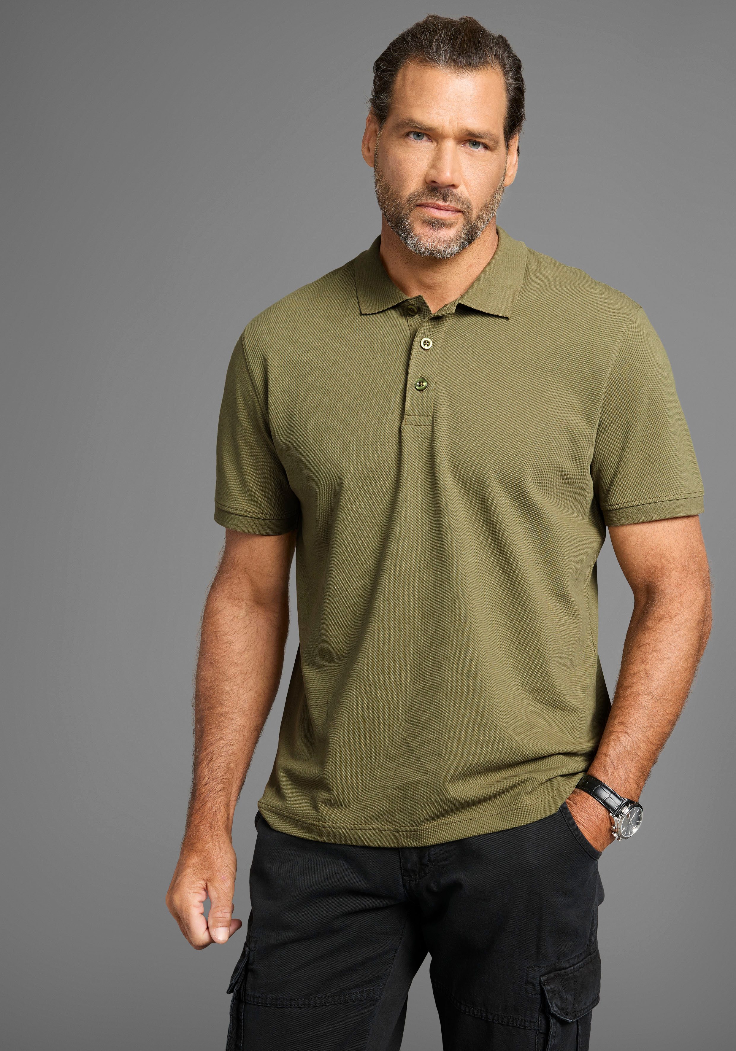 Man's World Poloshirt Korte mouwen, losse pasvorm, effen
