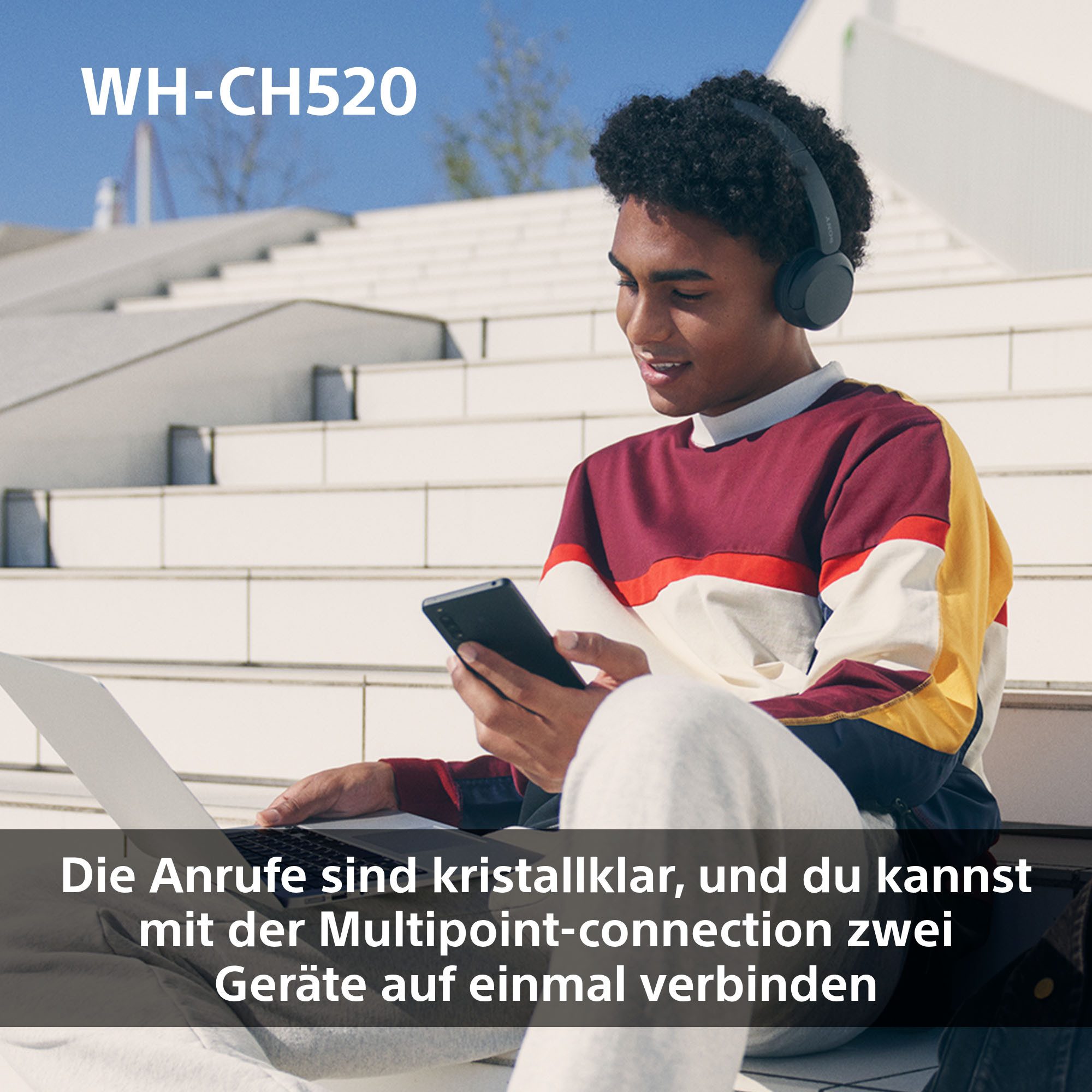 Sony Bluetooth-hoofdtelefoon WHCH520 200 uur max. accuduur (standby)