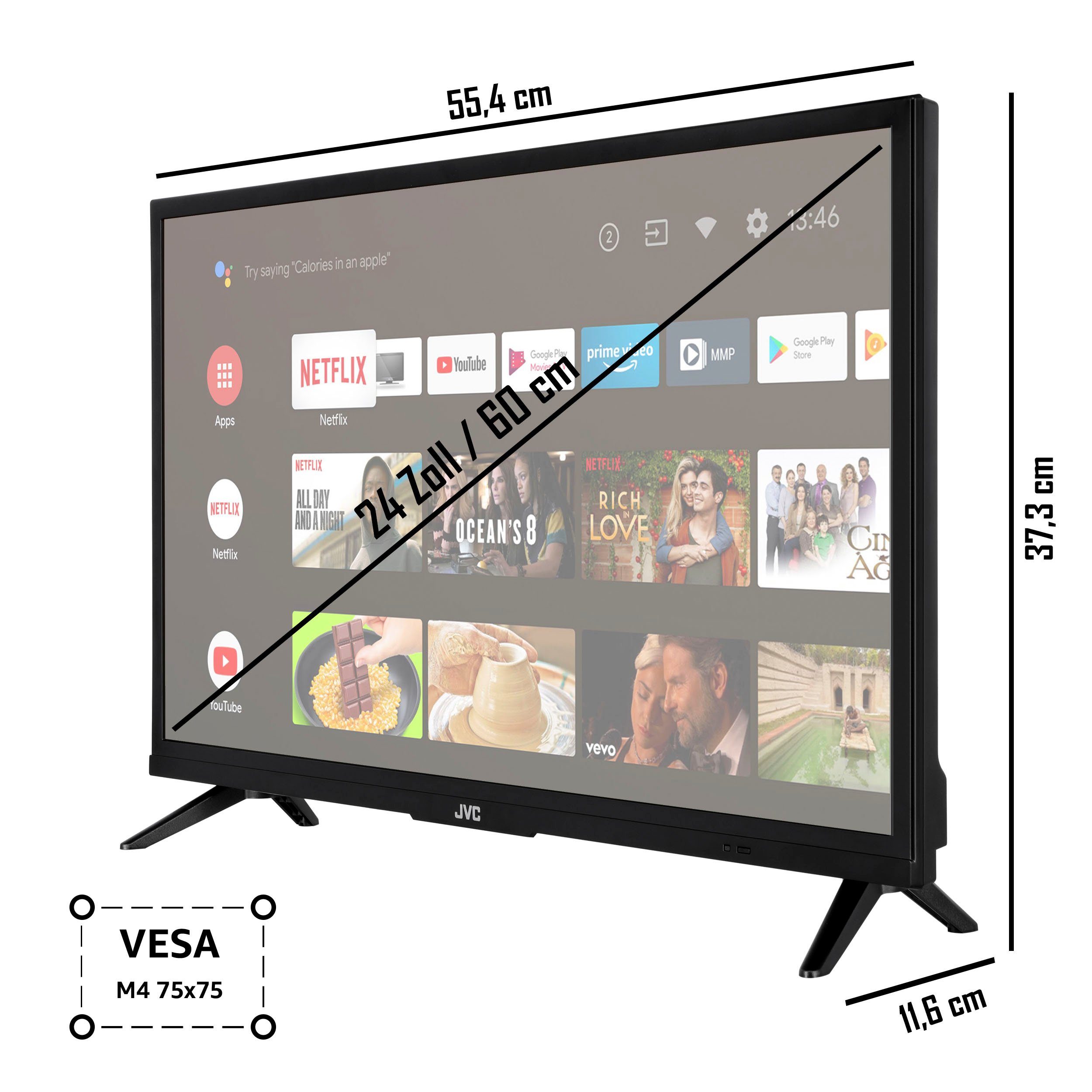 JVC LCD-led-TV LT-24VAH3255, 60 cm / 24", HD ready, Android TV - Smart TV